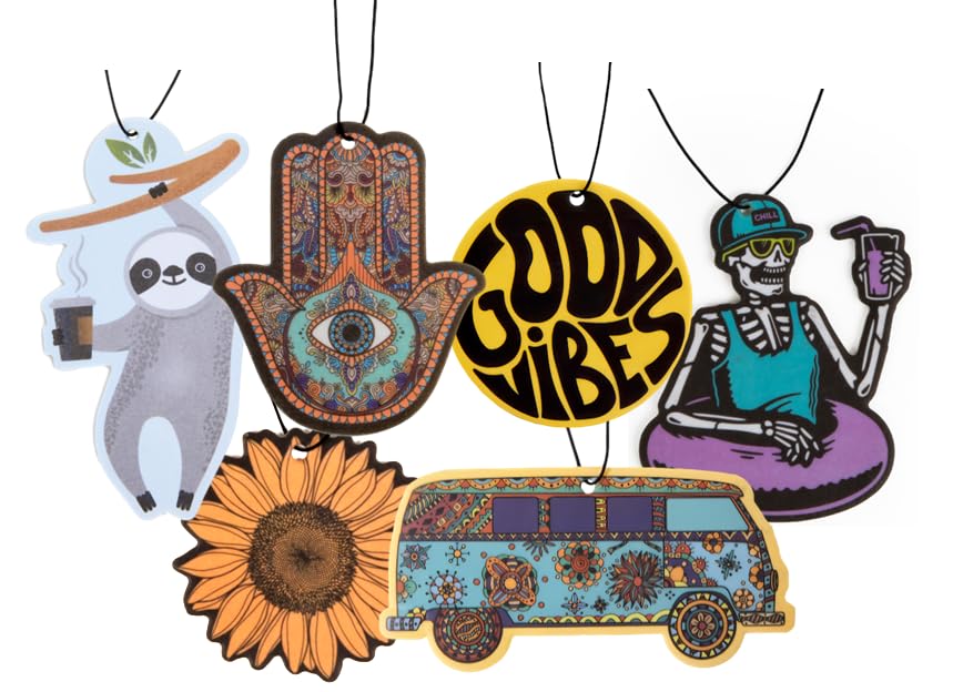 Fresh Fresheners Cute Funny Car Air Fresheners 4-Pack (Chill Vibes Only 6-Pack)