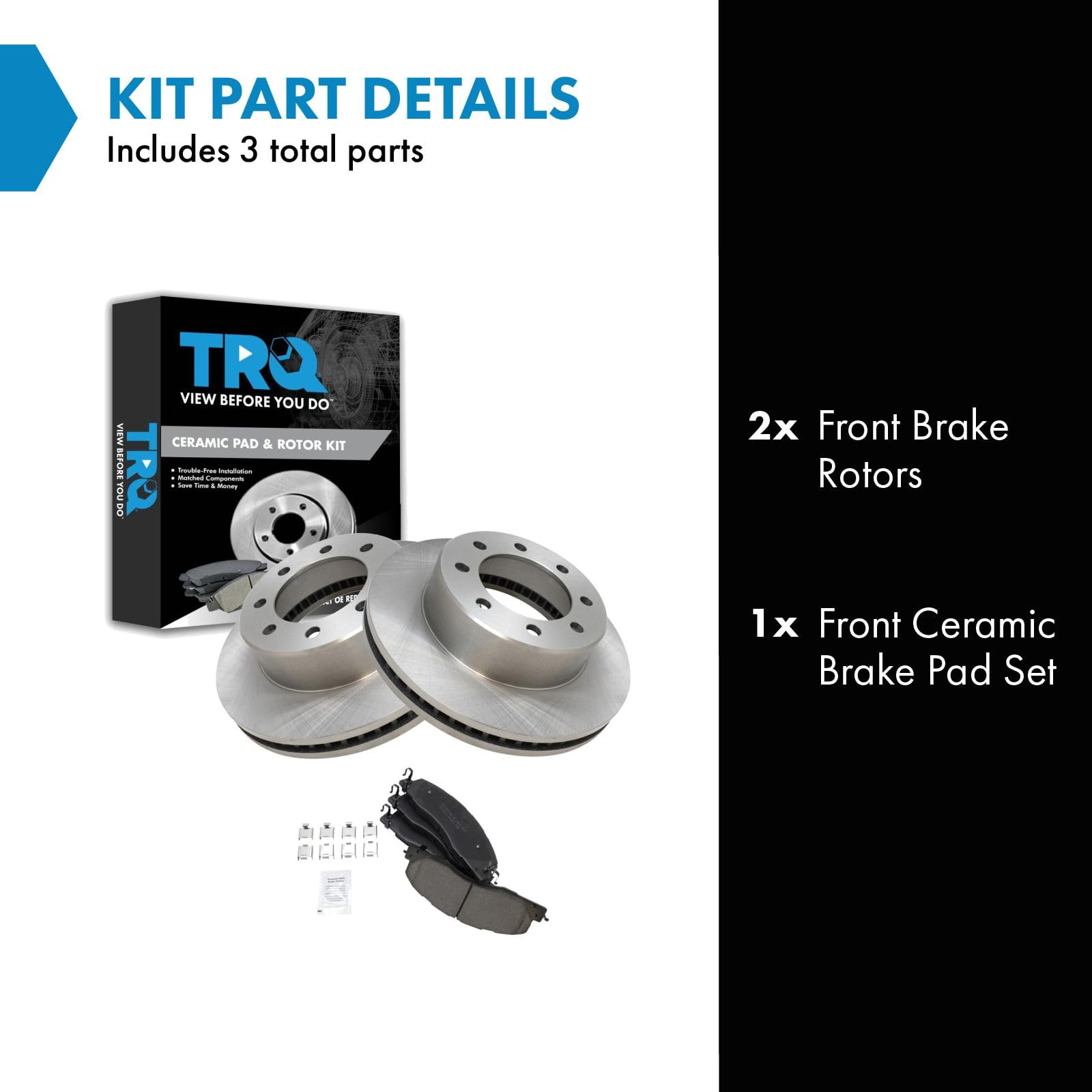 Trq Front Brake Pad & Rotor Kit Brake Pads Brake Rotor Ceramic Vented Compatible With 2009-2010 Dodge Ram 2500 Ram 3500 2012 Ram