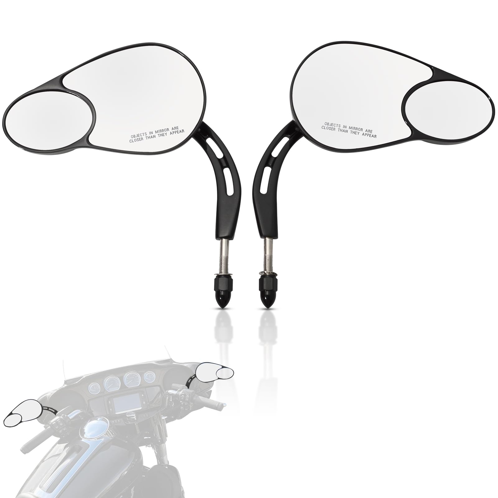 WOWTK Split Vision Rearview Mirrors fits for Harley 1982-2024 Most Models Road King Street Glide Road Glide Softail Iron 1200 Ir