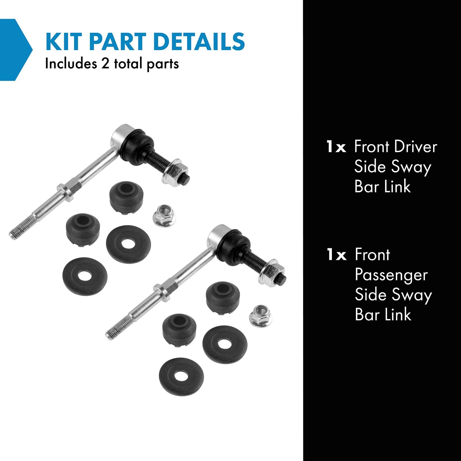 Trq Front Sway Bar Stabilizer Link Set Compatible With 2006-2008 Dodge Ram 1500 2006-2009 Ram 2500 2006-2010 Ram 3500