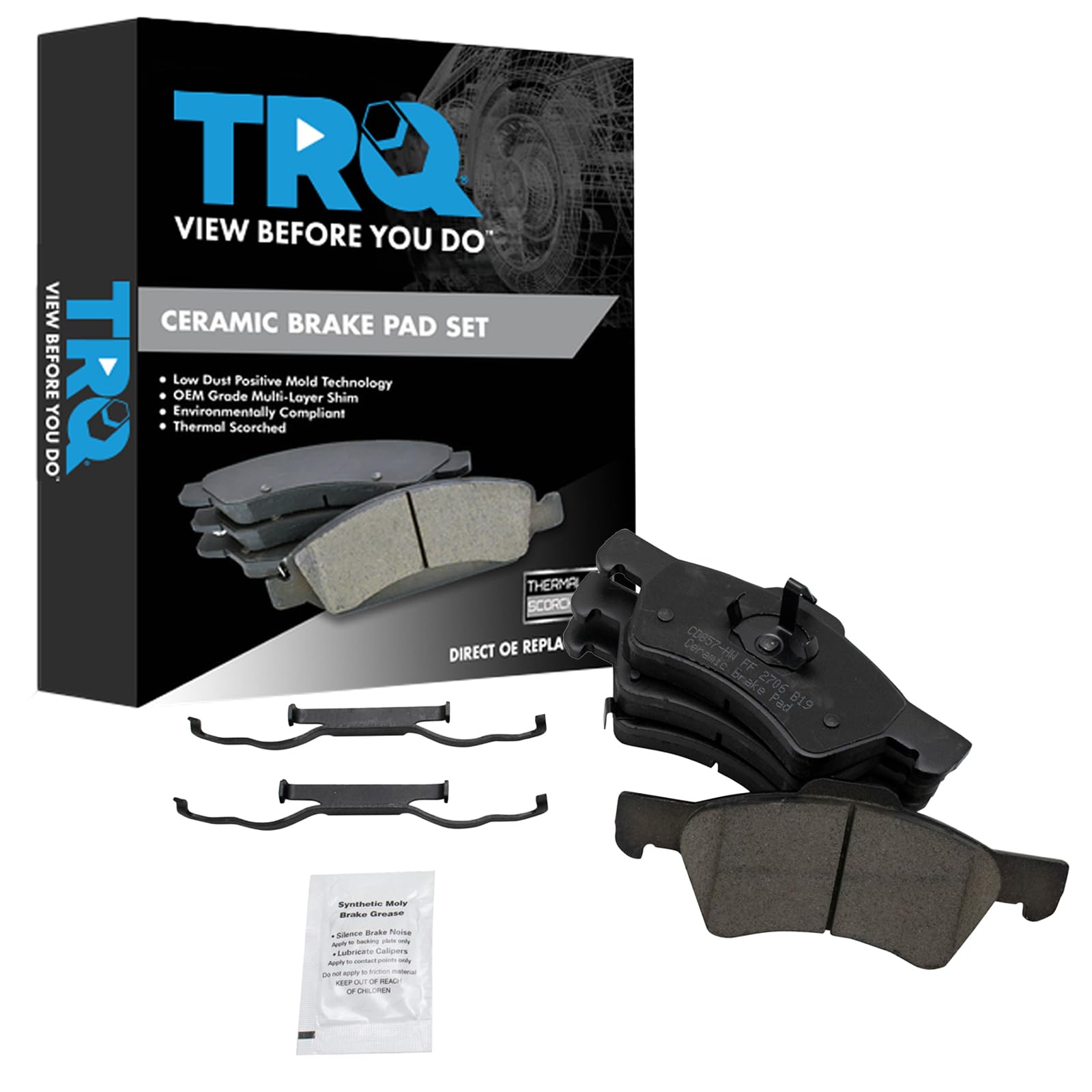 TRQ Front Brake Pads Ceramic Compatible with 2001-2007 Chrysler Town Country Dodge Caravan Grand Caravan