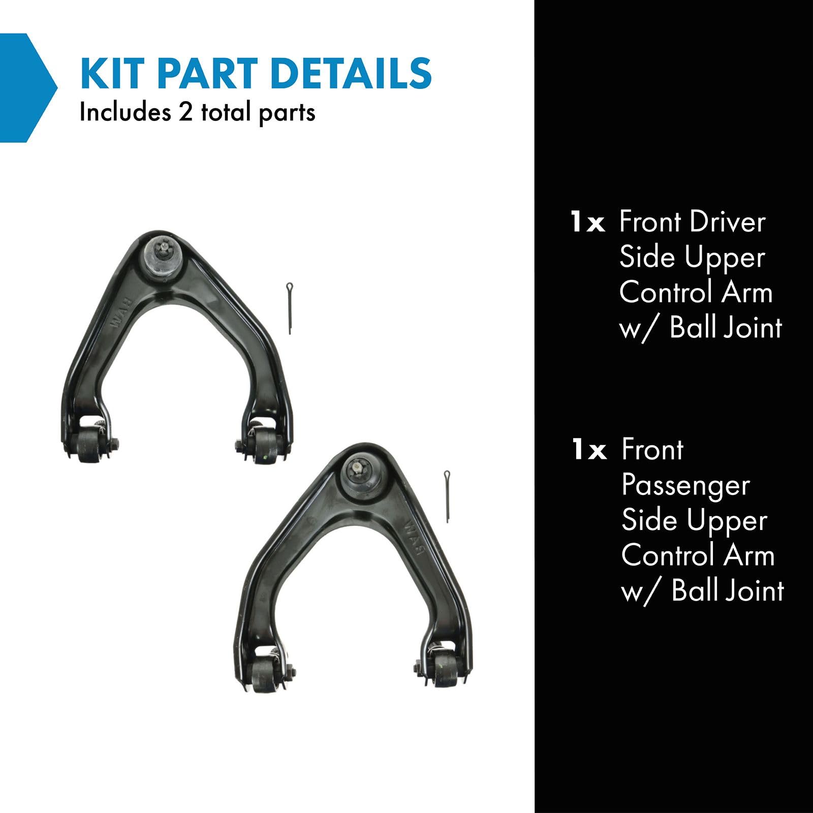 Trq Front Upper Control Arm With Ball Joint Set Compatible With 1992-1996 Honda Prelude