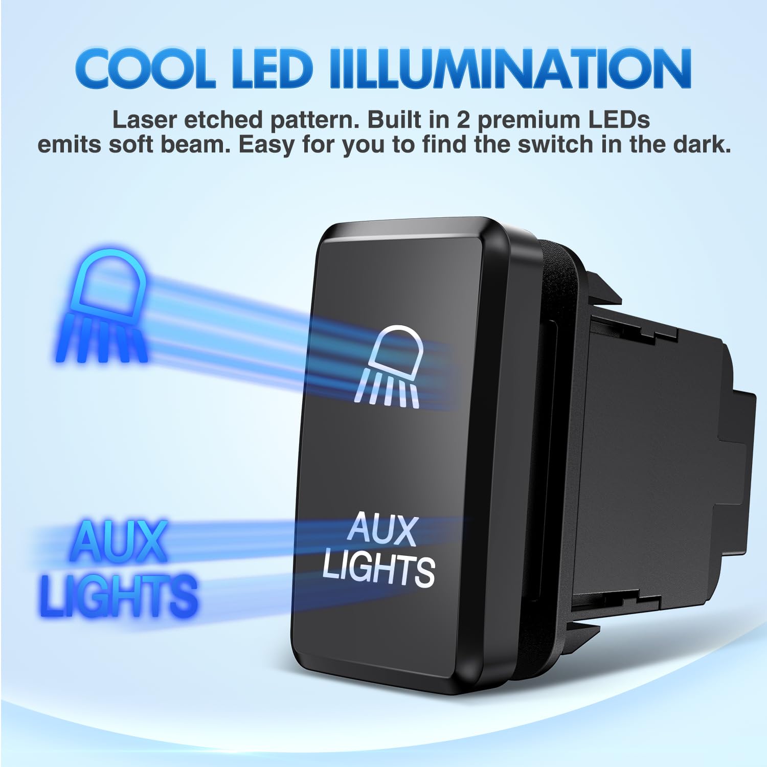 Nilight Aux Lights Push Button Switch 12V On Off With Connector Wire Kit 1.54'' X 0.83'' Replacement For Toyota Tacoma Tundra 4R