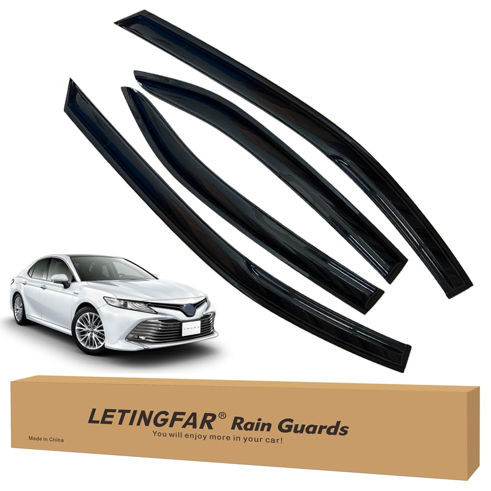 LETINGFAR Window Visors Rain Guards for Toyota Camry 2018 2019 2020 2021 2022 2023 2024 Accessories, Wind Deflectors Vent Shades