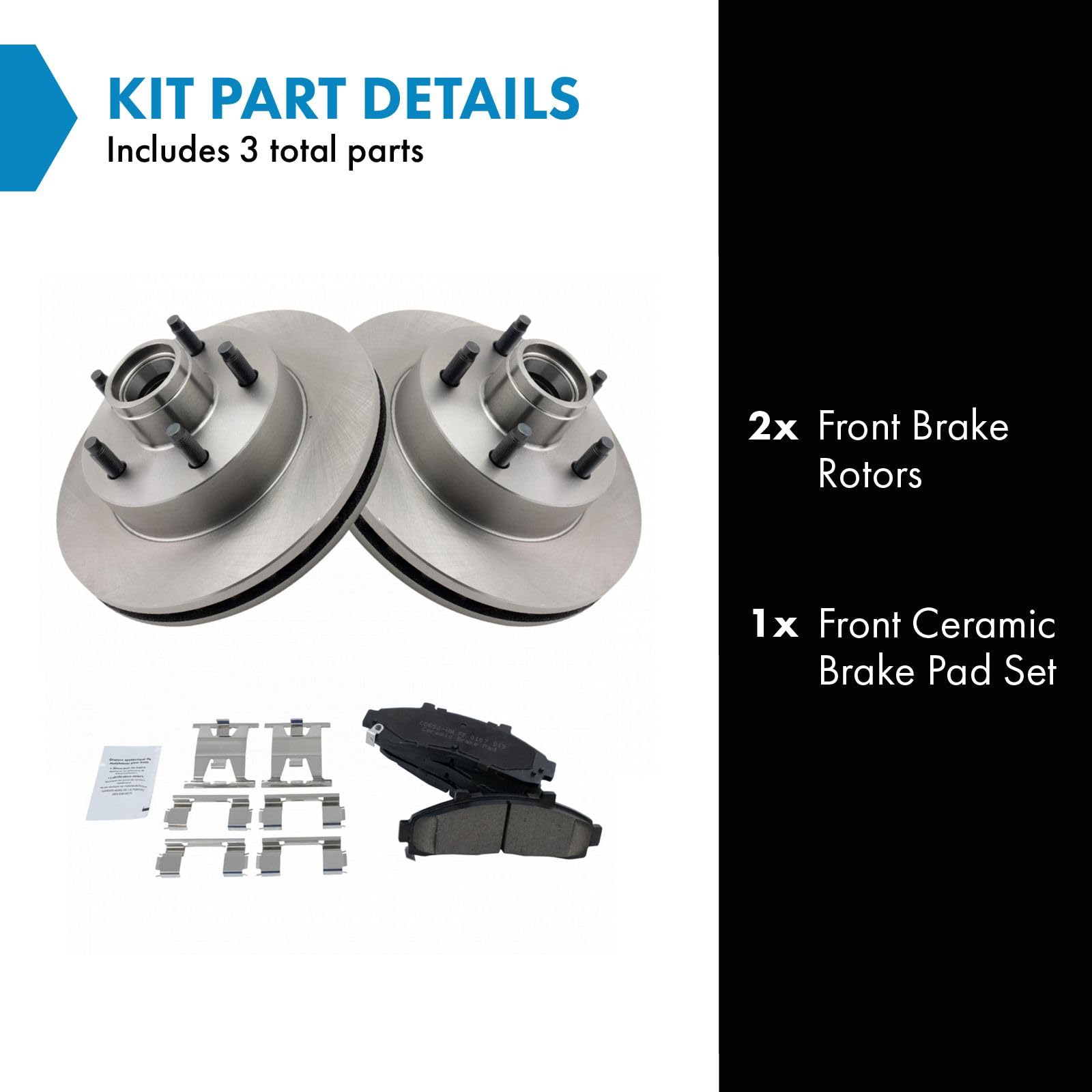 Trq Front Brake Pad & Rotor Kit Brake Pads Brake Rotor Ceramic Compatible With 1998-2002 Ford Ranger 2001-2002 Mazda B2300 B3000