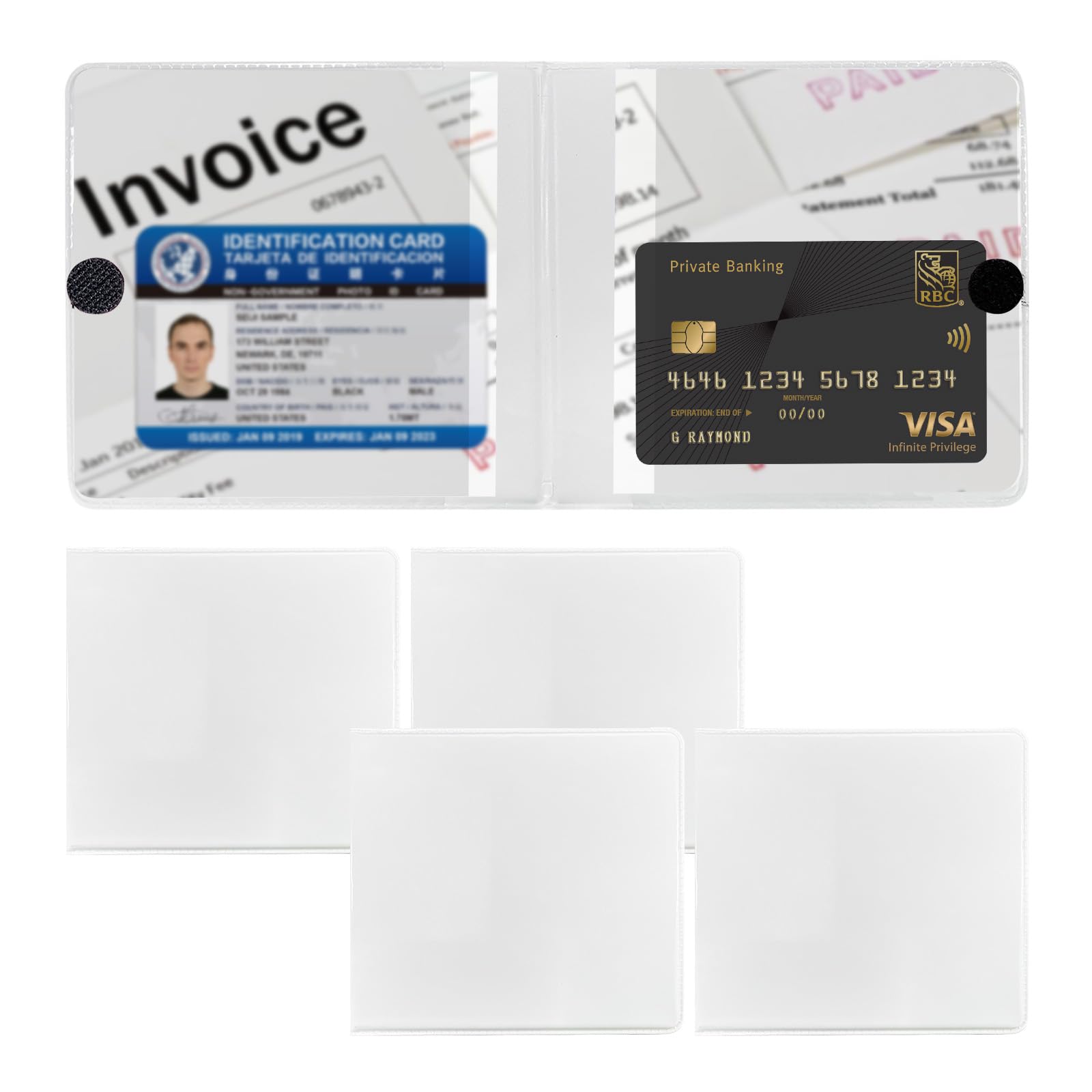 Ziciner 4PCS Car Registration and Insurance Holder, 5.2   4.7 Leather Auto Glove Box Organizer with Closure, Essential Car Docum
