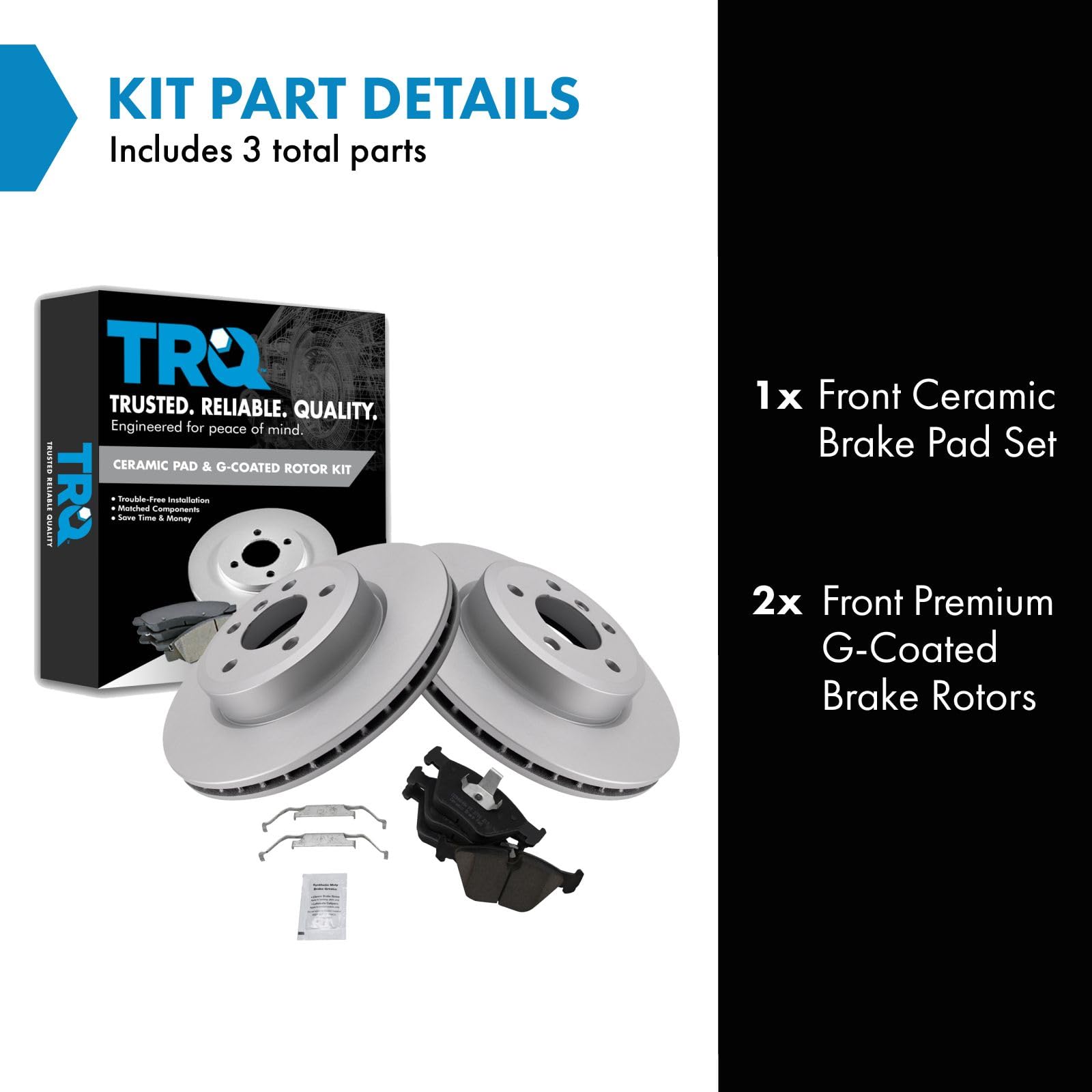 Trq Front Brake Pad & Rotor Kit Brake Pads Brake Rotor Ceramic Premium G-Coated Compatible With 2004-2010 Bmw X3