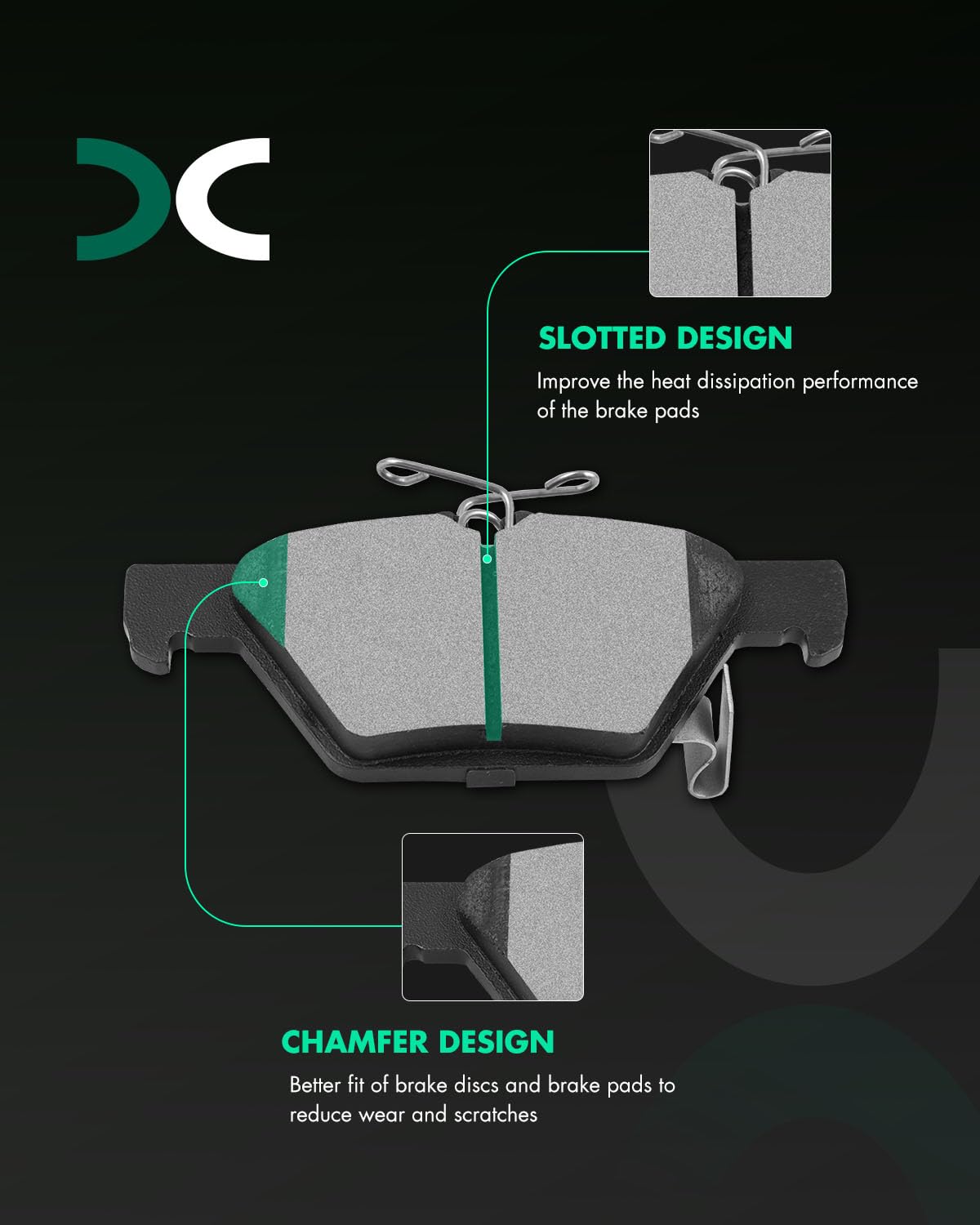 Scitoo D1808 Ceramic Brake Pads Sets Rear W/Hardware Replacement For Subaru For Ascent/For Crosstrek/For Forester/For Legacy/For
