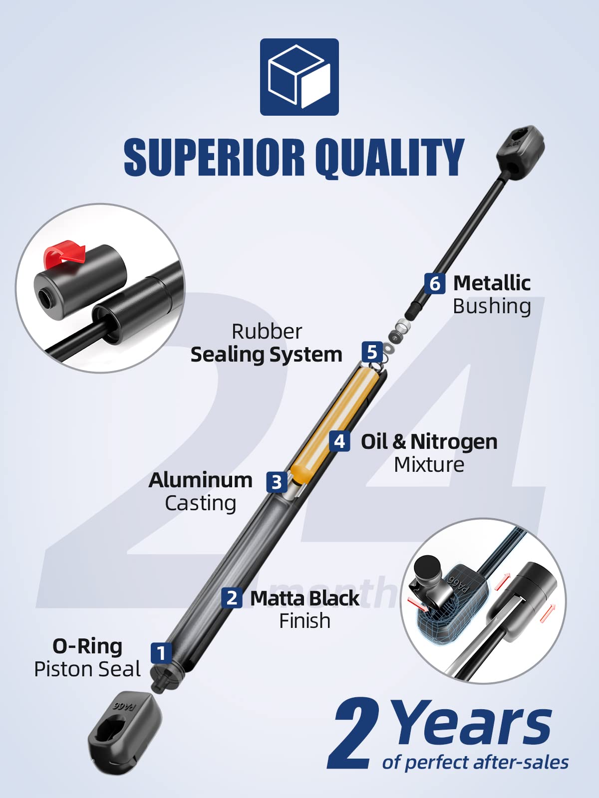 Otuayauto 15 Inch Gas Struts - 178N/40Lbs Universal Lift Support With Mounting Brackets C1611543 / 4410 - Gas Shocks For Tool Bo