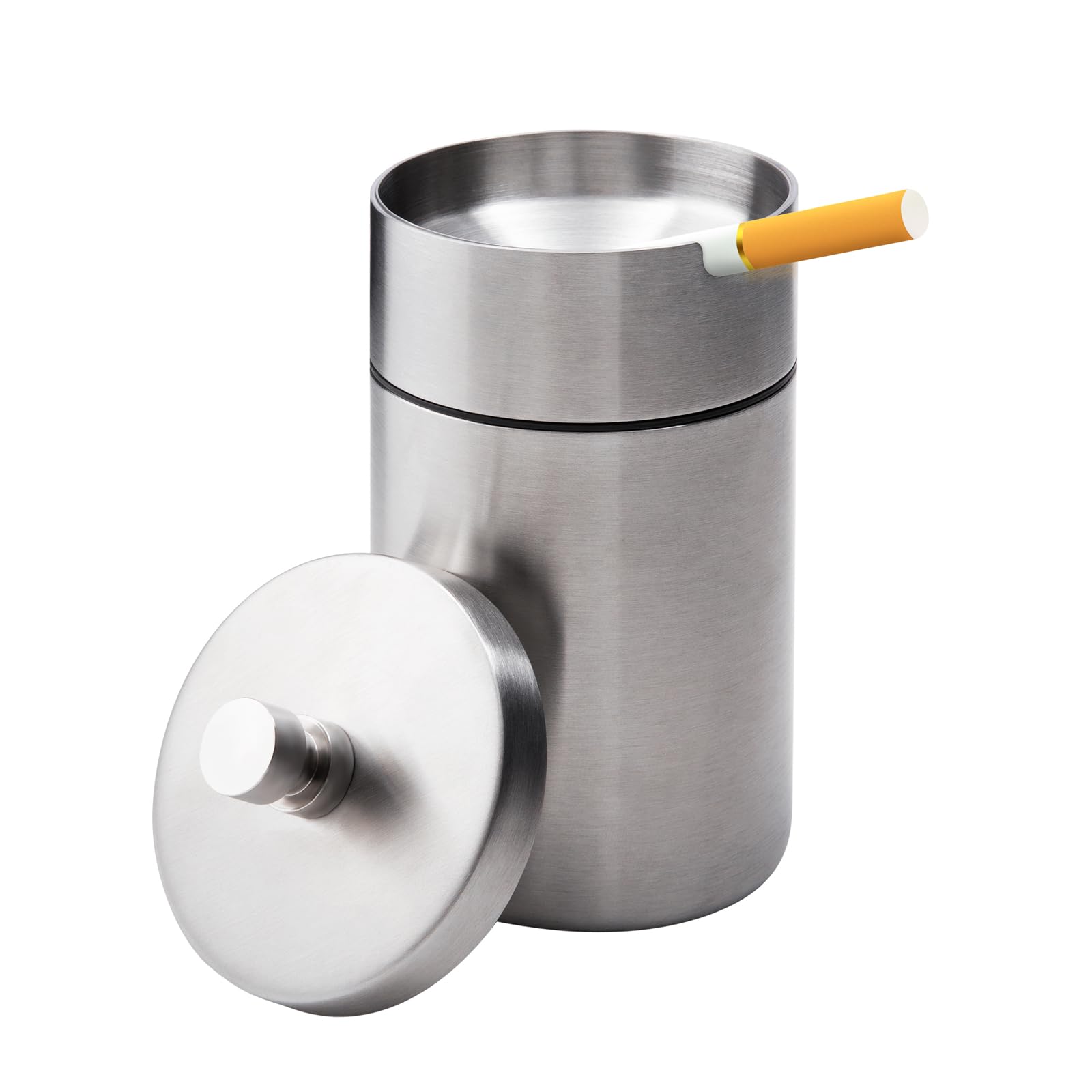 Stainless Steel Auto Ashtrays with Lid Car Ashtray Smell Proof Portable Smokeless Detachable Windproof Extinguished Butt Bucket 
