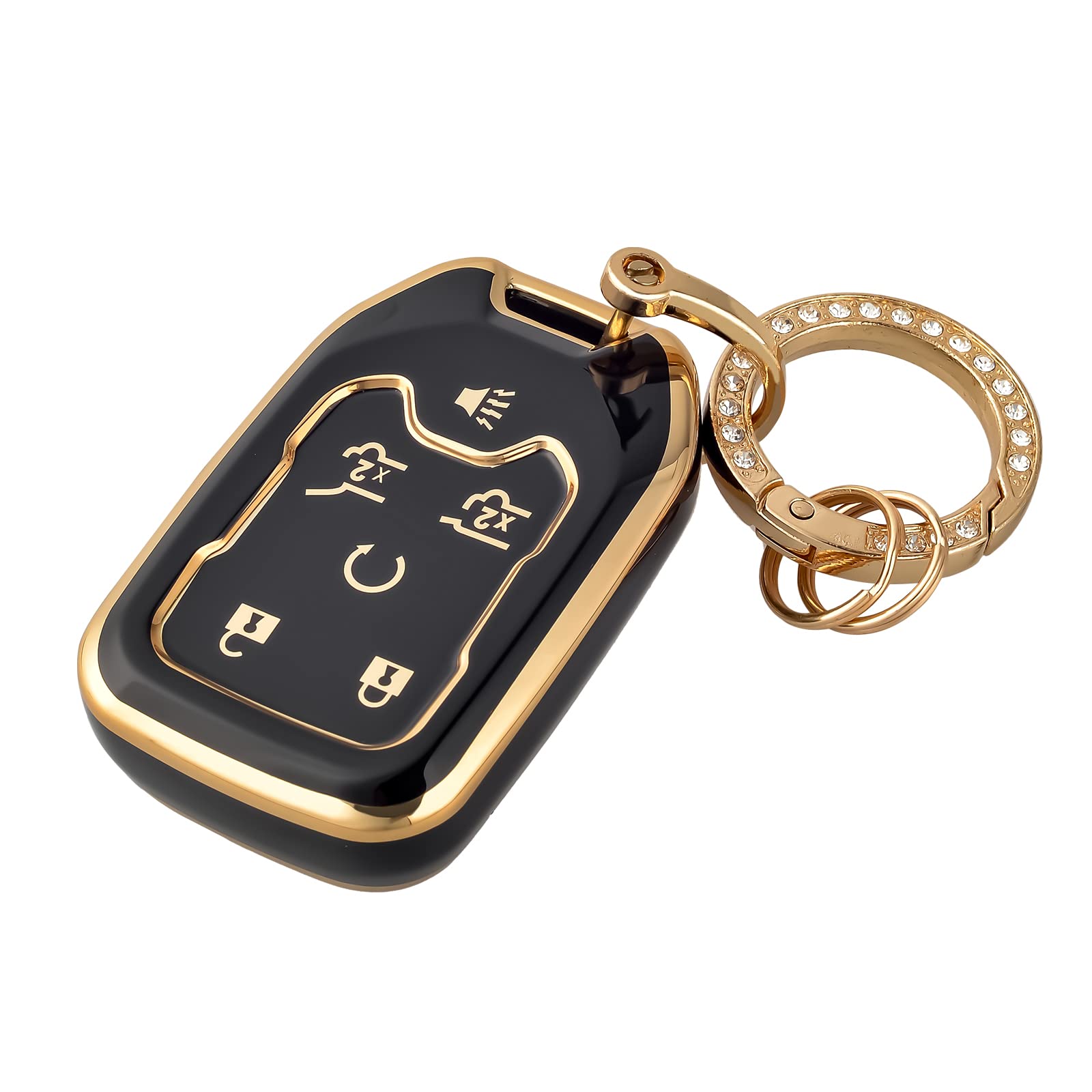 OFFCURVE Key Fob Cover with Keychain for GMC Yukon/Yukon XL Terrain Acadia Sierra Key Fob Case for Chevy Chevrolet Suburban Taho