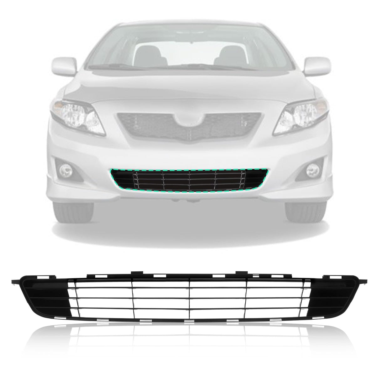 Perfit Liner Front Bumper Lower Grille Grill Compatible With 2009 2010 TOYOTA Corolla Direct Replacement Parts Primed Black TO10