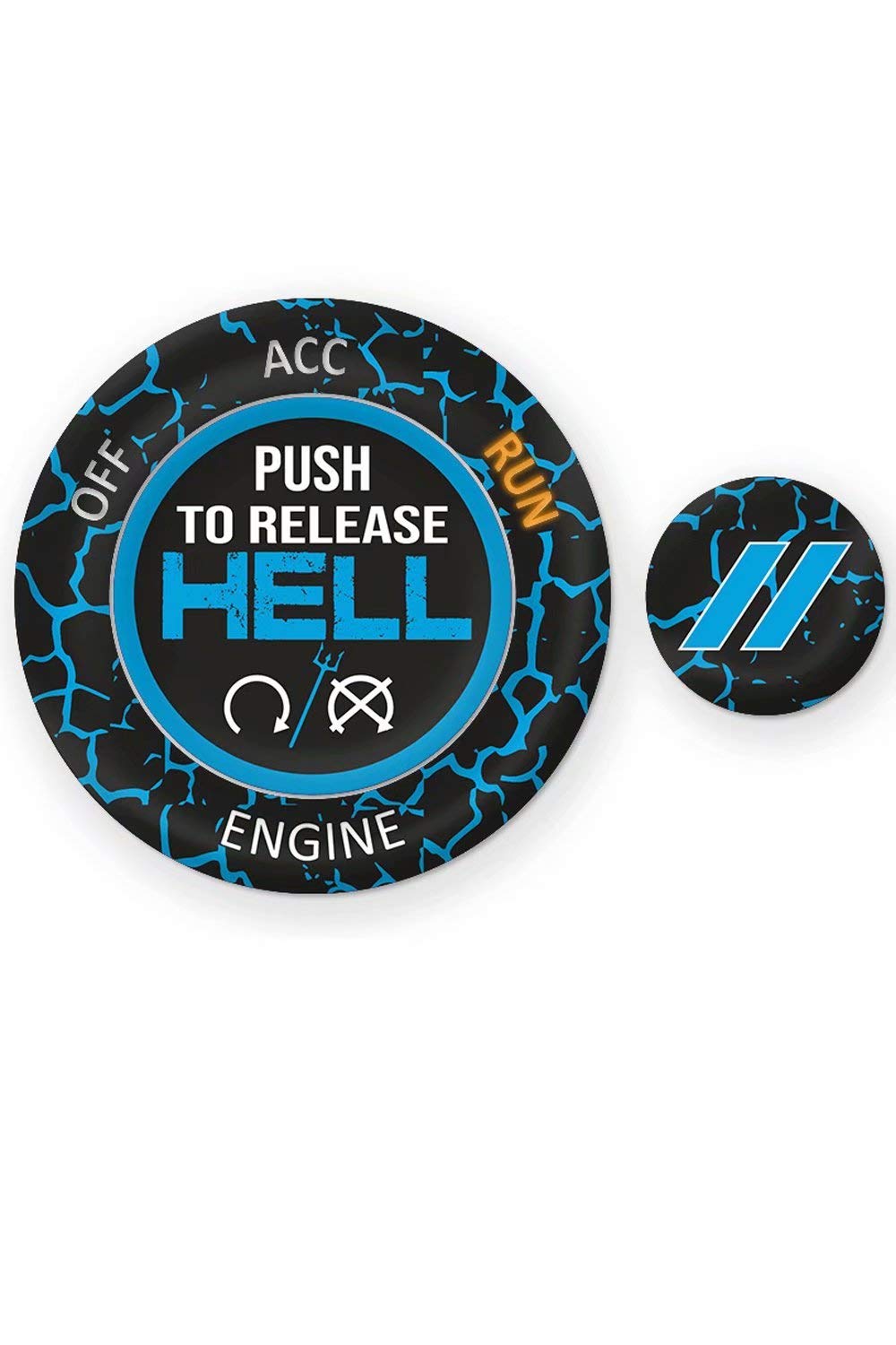 Toolepic For Dodge Ram 1500 Challenger Charger Durango Accessories 2015-2024 - Engine Start Stop Button Overlay Baby Blue Sticker Emblem - Push To Release Hell Badge Unique Style - Perfect For Decals