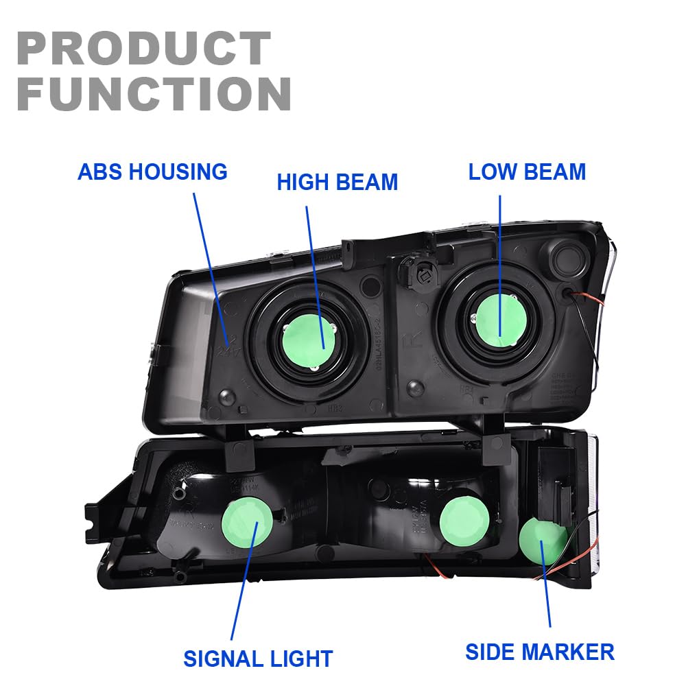 G-Plus Led Headlights, Compatible With 2003 2004 2005 2006 Chevy Avalanche/Silverado 1500 2500 3500&Hd Bumper Headlamps, Clear L