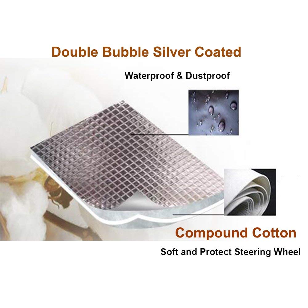 Big Ant Steering Wheel Cover Sun Shade + Bonus Side Window Sunshade-Heat Reflector Fit Most Jumbo/Standard Car-Sliver (20.1''X 1