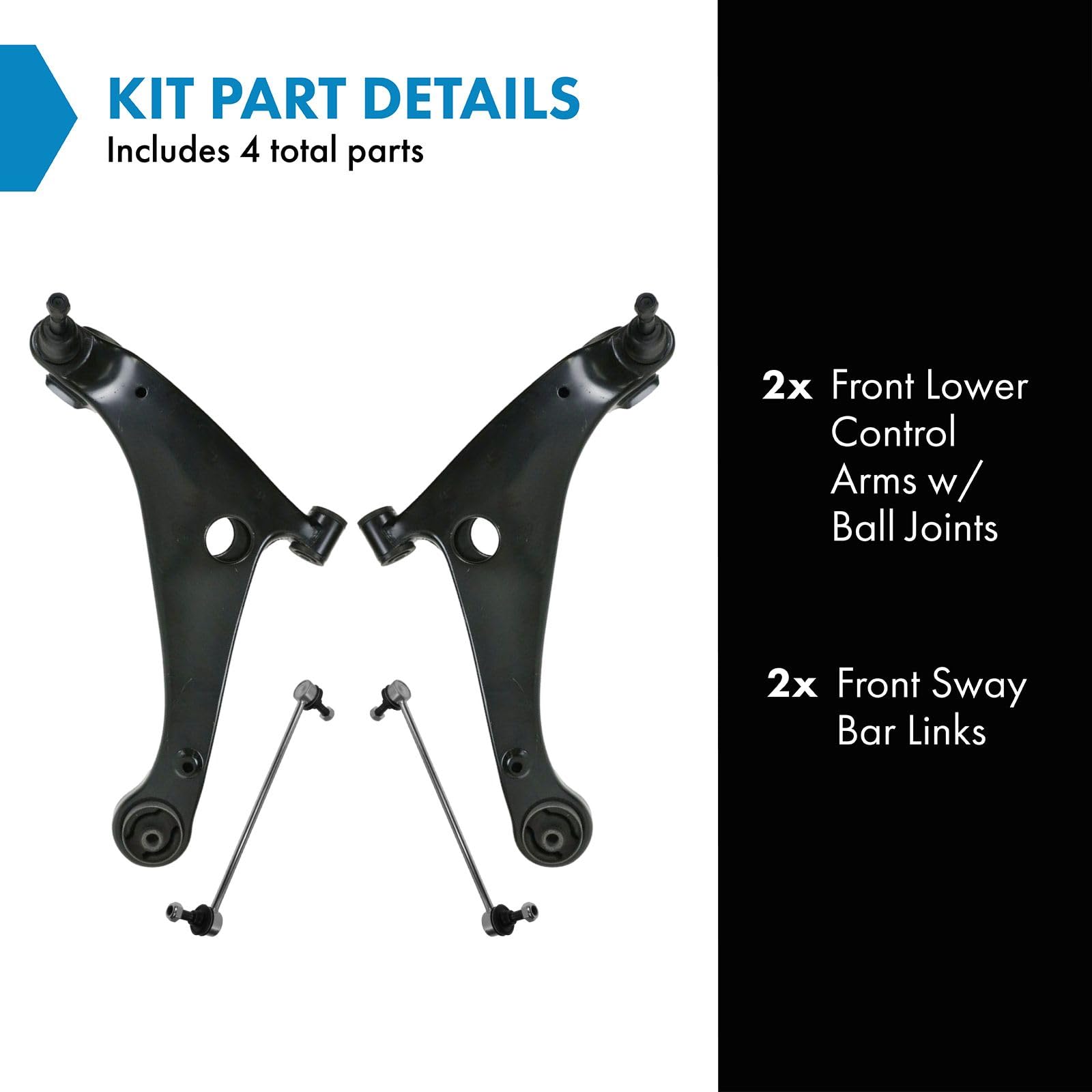 Trq Front Suspension Kit Control Arm With Ball Joint Sway Bar Stabilizer Link Compatible With 2004-2012 Mitsubishi Galant