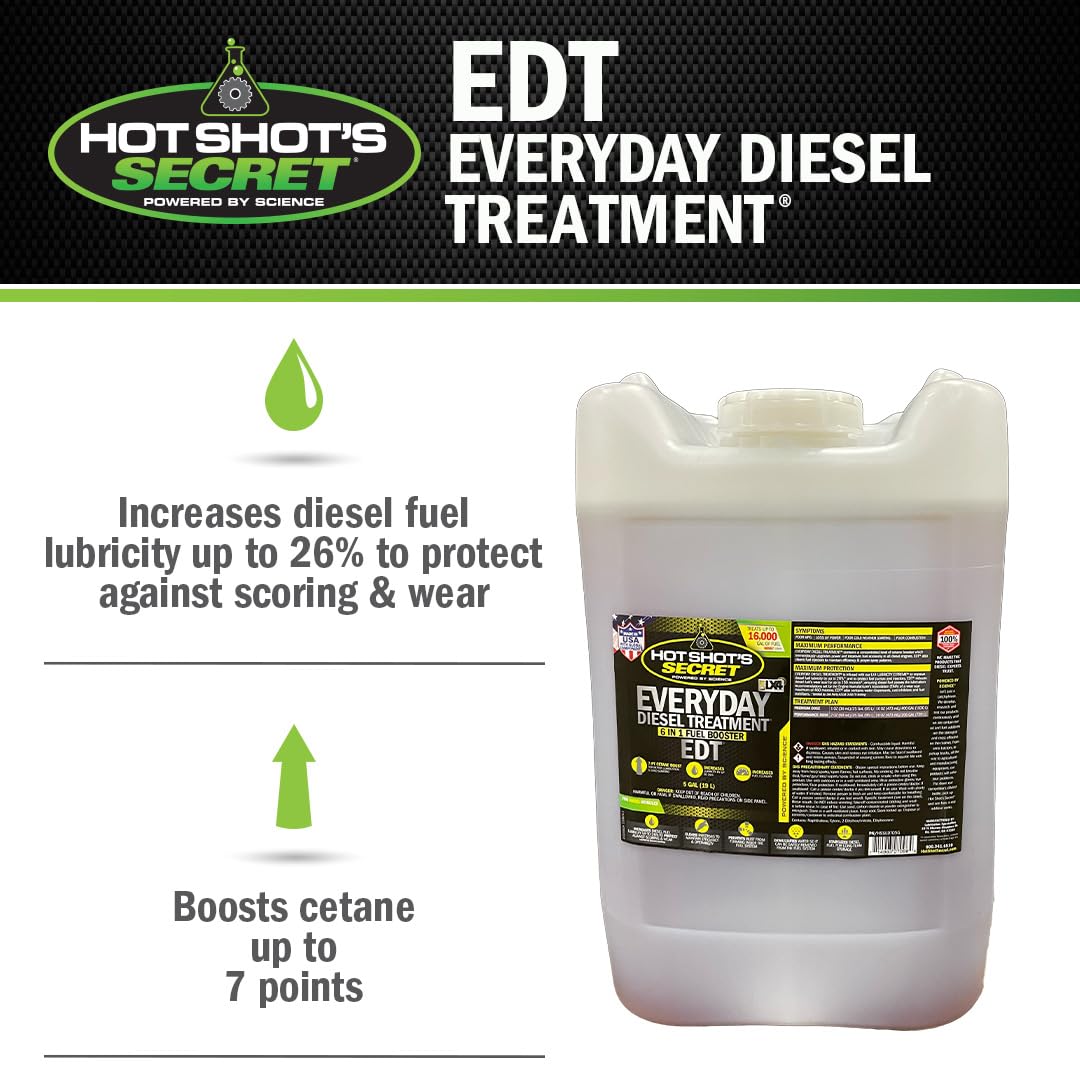 Hot Shot'S Secret Everyday Diesel Treatment 5 Gallon, 6-In-1 Diesel Additive - Injector Cleaner, Fuel System Cleaner, Fuel Addit
