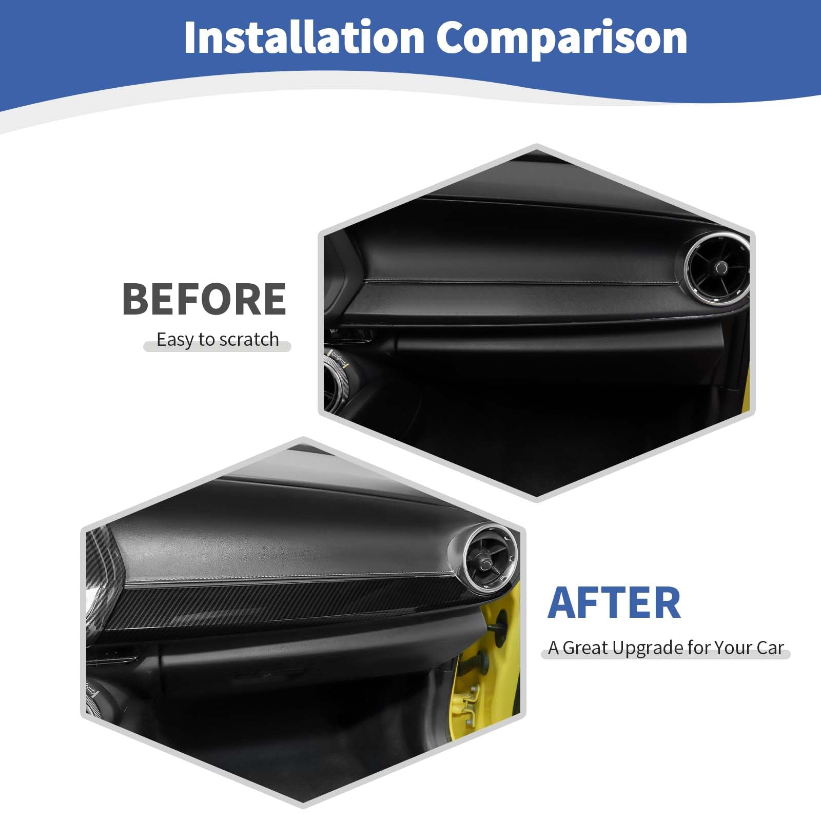 RT-TCZ for Camaro Passenger Dash Panel Trim Cover Carbon Fiber for Chevy Camaro 2017 2018 2019 2020 2021 2022 2023 Carbon Fiber Interior Accessories