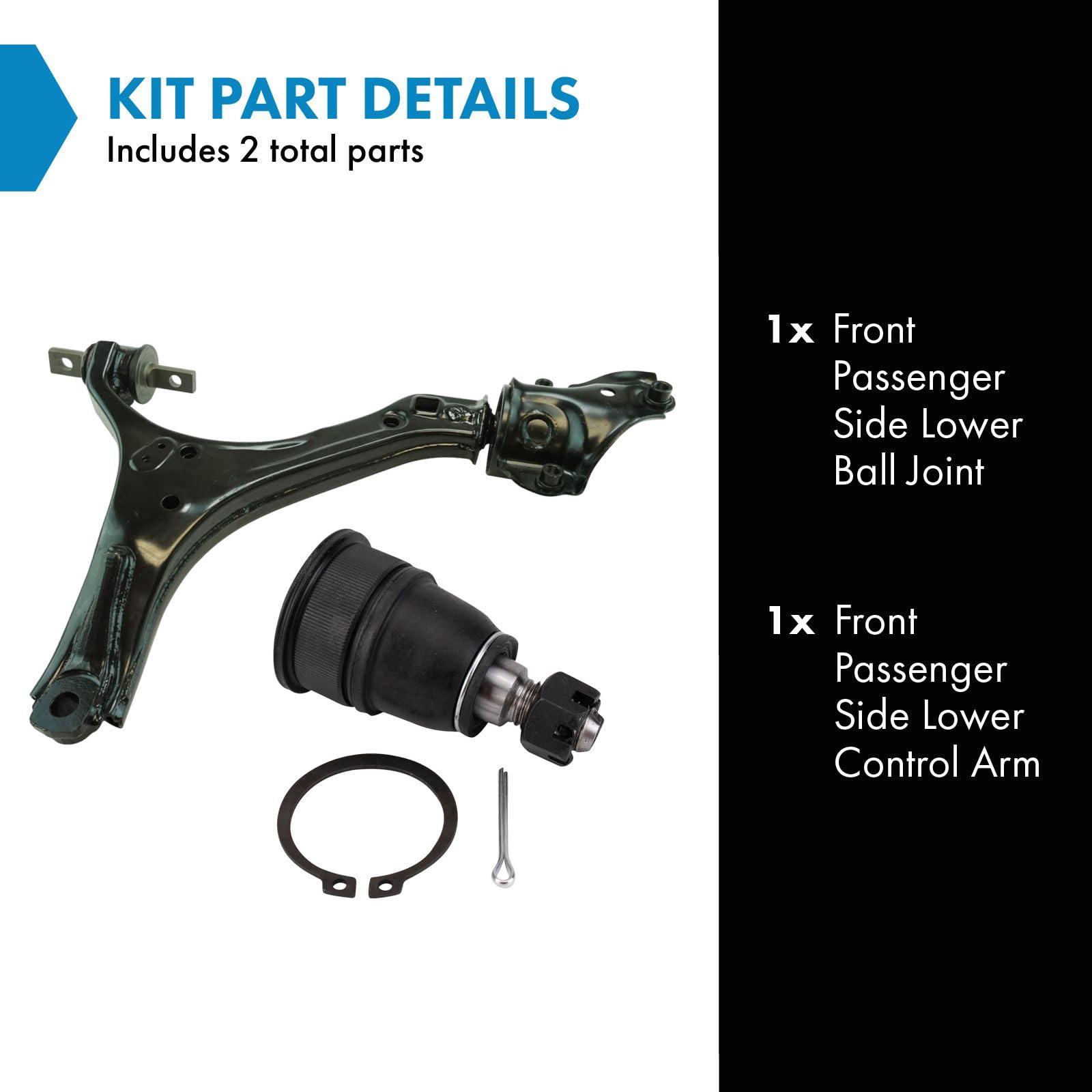 Trq Front Right Lower Control Arm With Ball Joint Set Passenger Side Compatible With 2013-2017 Honda Accord