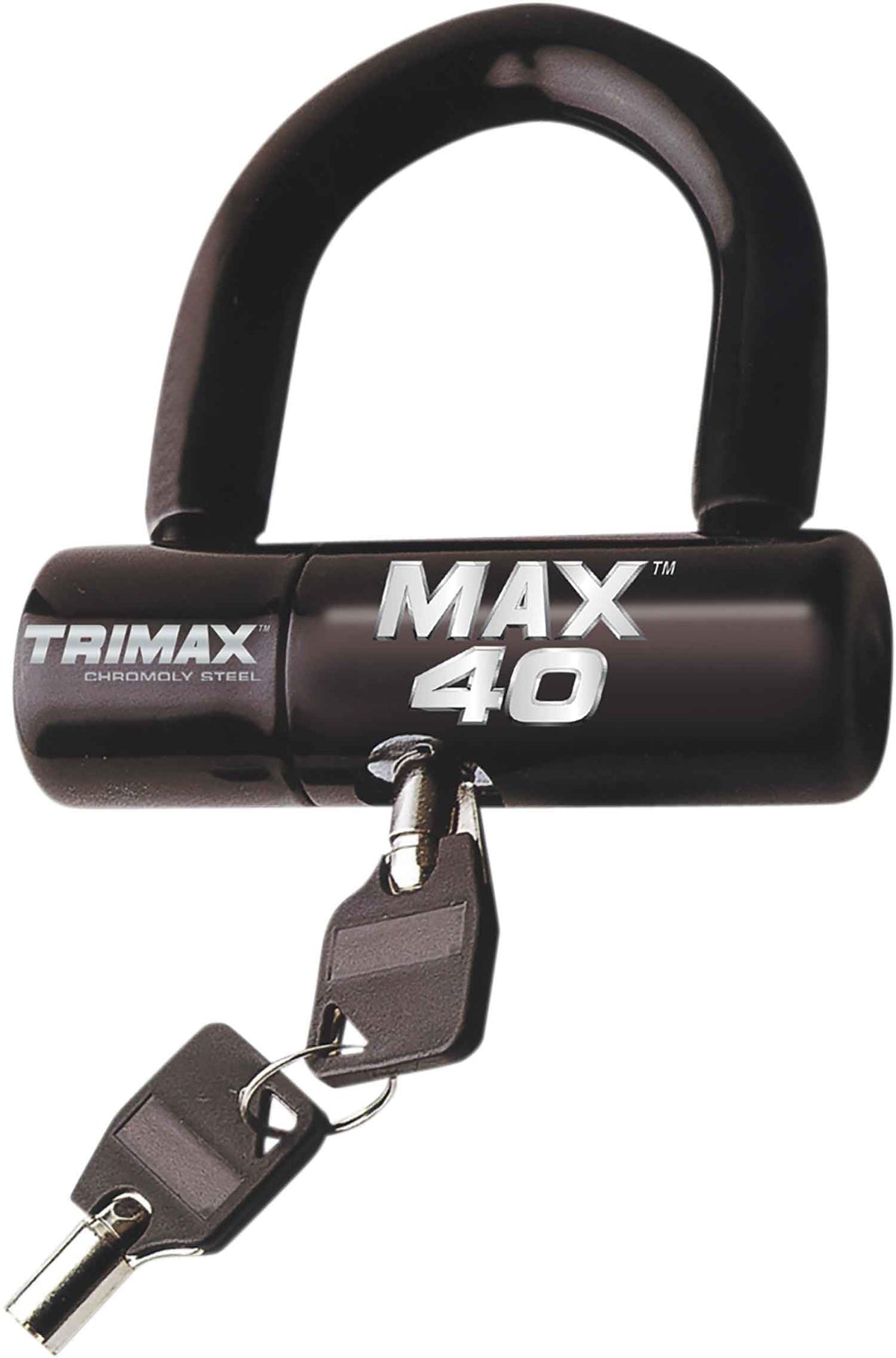 Trimax Max40Bk Motorcycle Disc U-Lock - Black With Black Pvc Shackle