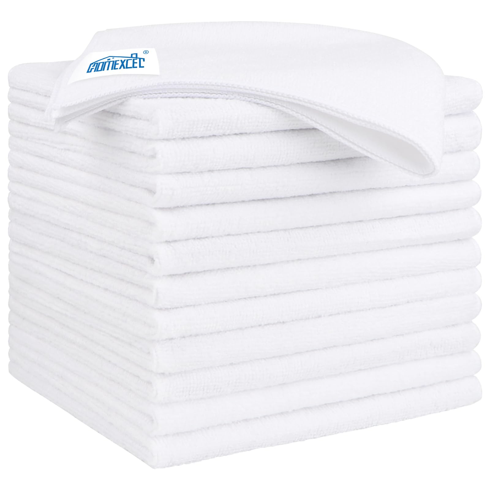 Homexcel White Microfiber Cleaning Cloth 12 Pack, 12.5 X 12.5 Inch Microfiber Towels For Cars, Ultra Absorbent Car Washing Cloth