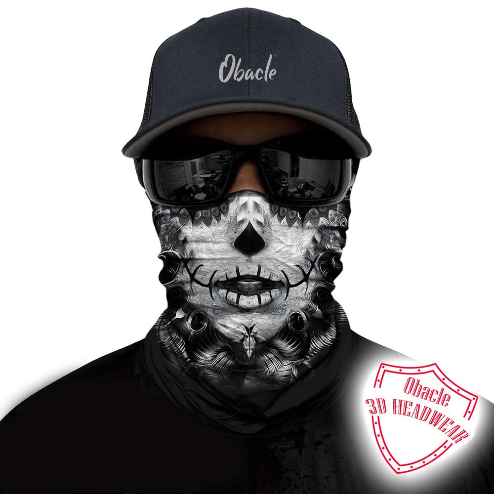 Obacle Skull Face Mask for Women Men Dust Wind Sun Protection Seamless Bandana Face Mask for Rave Festival Motorcycle Riding Bik