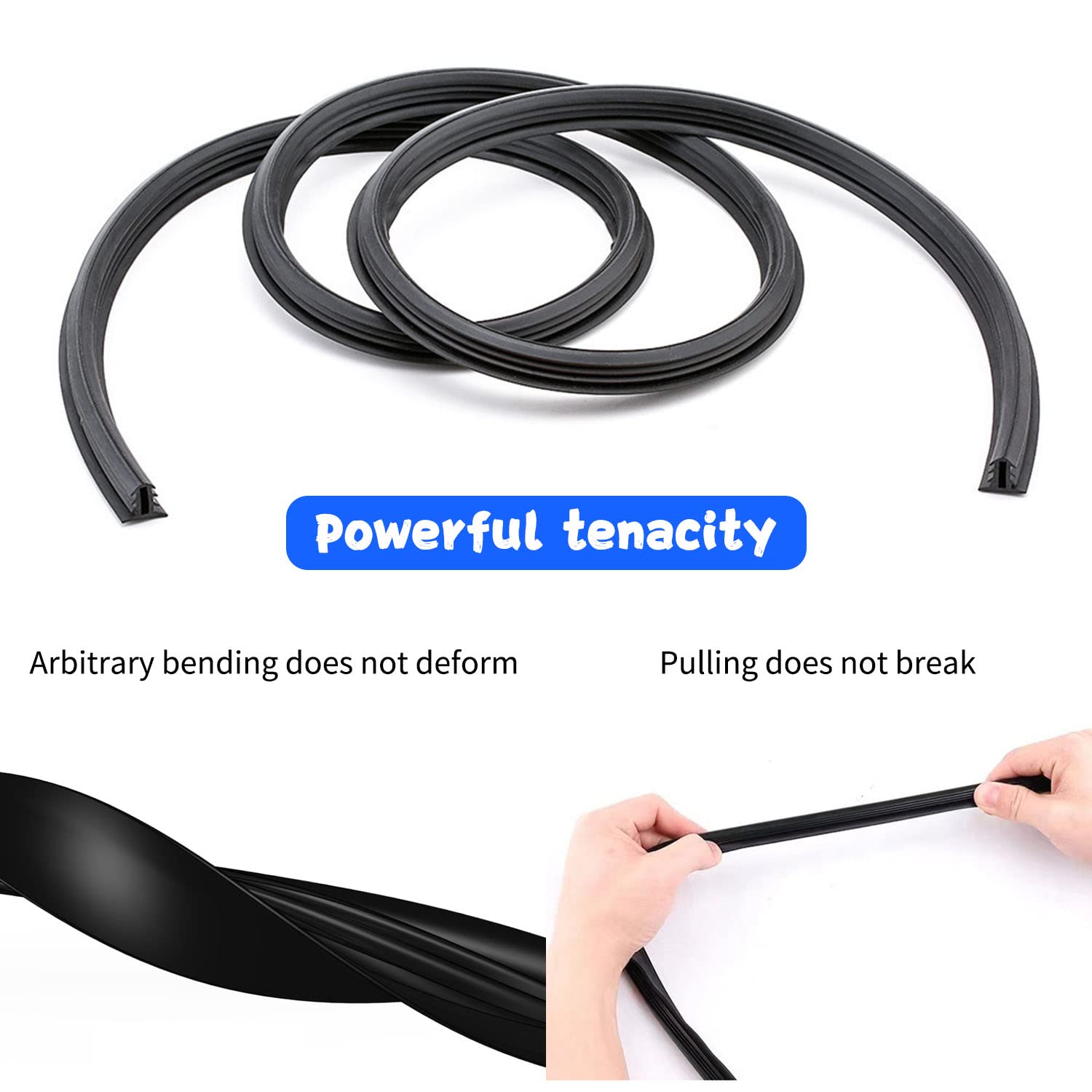 Miytsya Car Rubber Seal Protector Guard Strip, 5.3Ft Universal Car Slit Windshield Trim Strip, Dashboard Panel Sound Insulation Adhesive Strips, Suitable For Cars,Trucks, Boats, Rvs (Black)