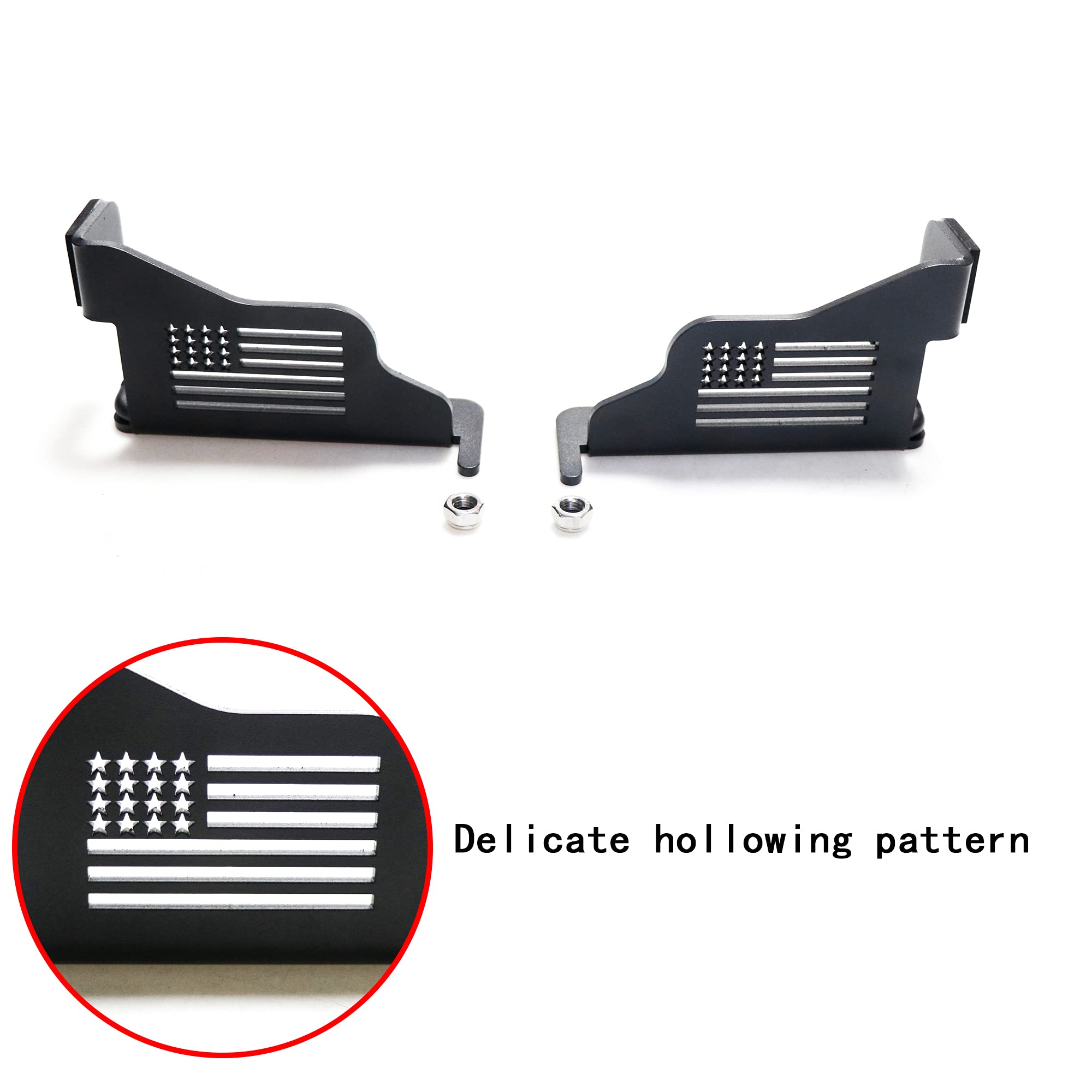 Sukemichi Black Steel Front Foot Pegs For 1997-2006 Jeep Tj Wrangler Exterior Door Hinge Foot Peg Rest Pedals - 1 Pair Usa Flag