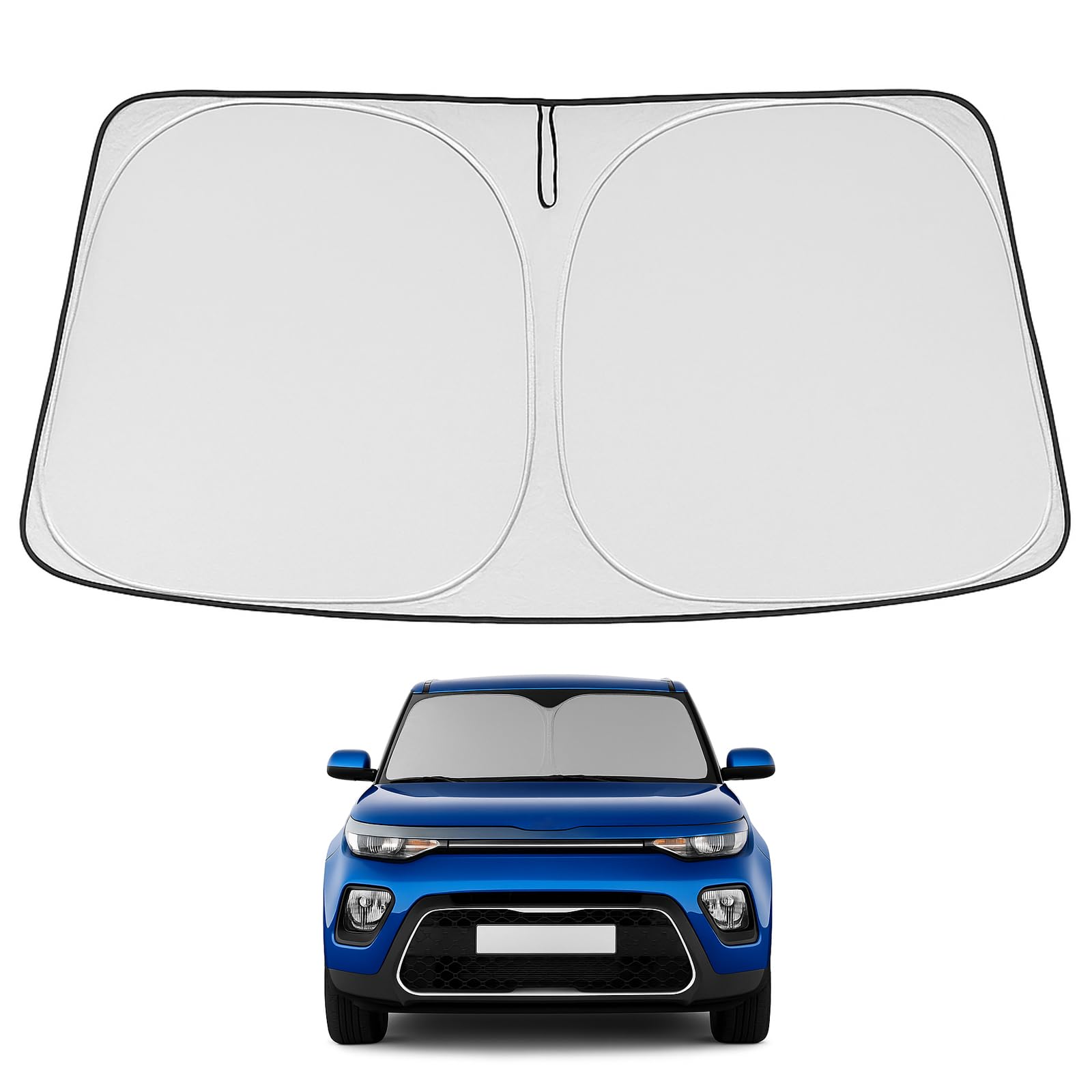 Proadsy 2025 Upgrade Windshield Sun Shade Custom Fit Kia Soul 2014-2019 4-Layer Foldable Front Sunshade Protector Sun Visor Bloc