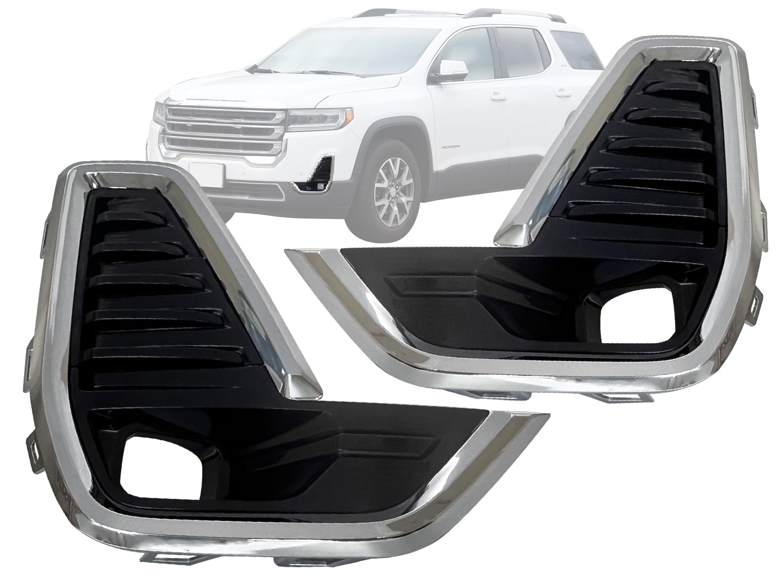 Auto Parts Avenue APA Replacement Fog Lamp Bezel With Chrome Rim for 2020 2021 2022 2023 Acadia Passenger Driver PAIR 84904733 8