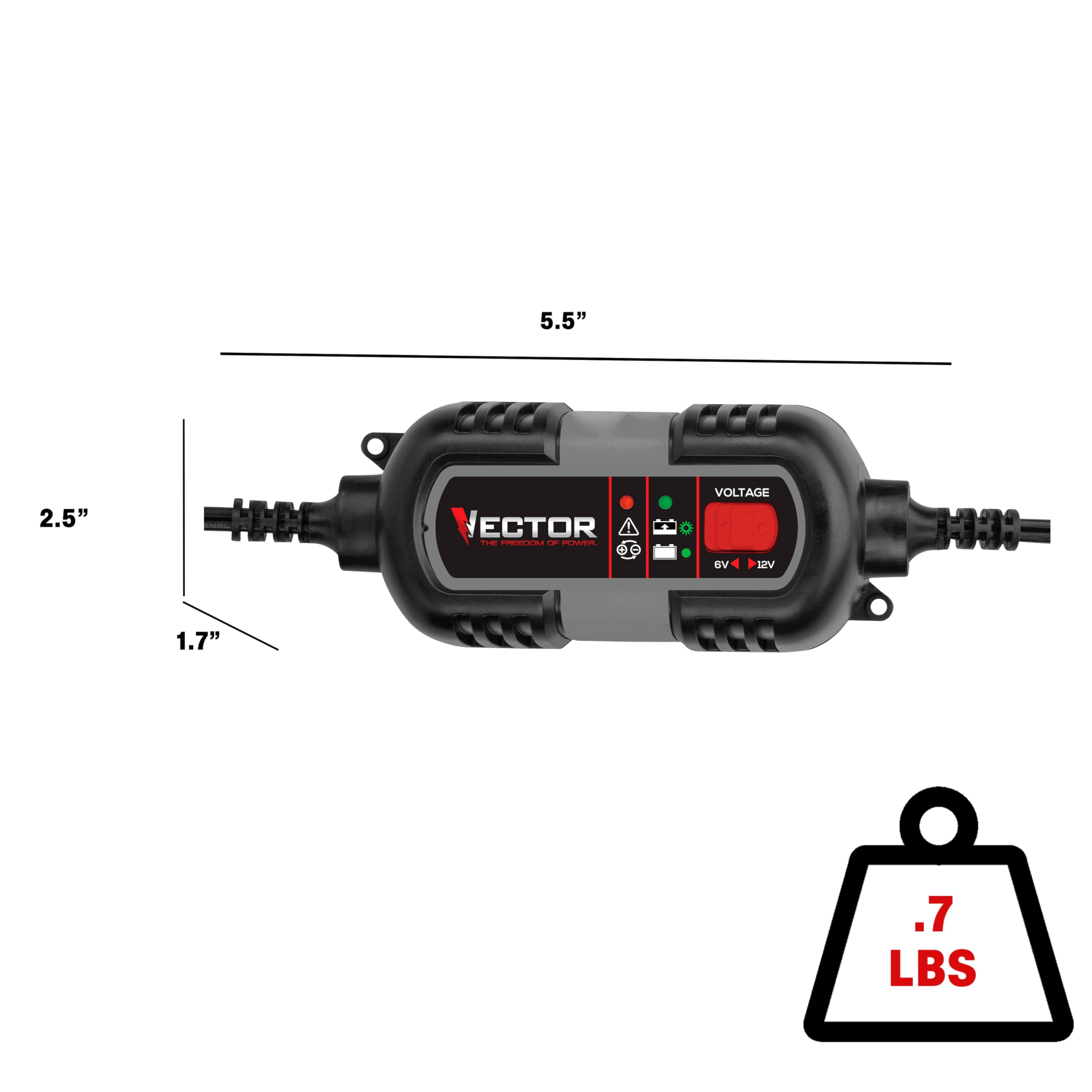 Vector 1.5 Amp Battery Charger, Battery Maintainer, Trickle Charger, Bm315V, 6V And 12V, Fully Automatic