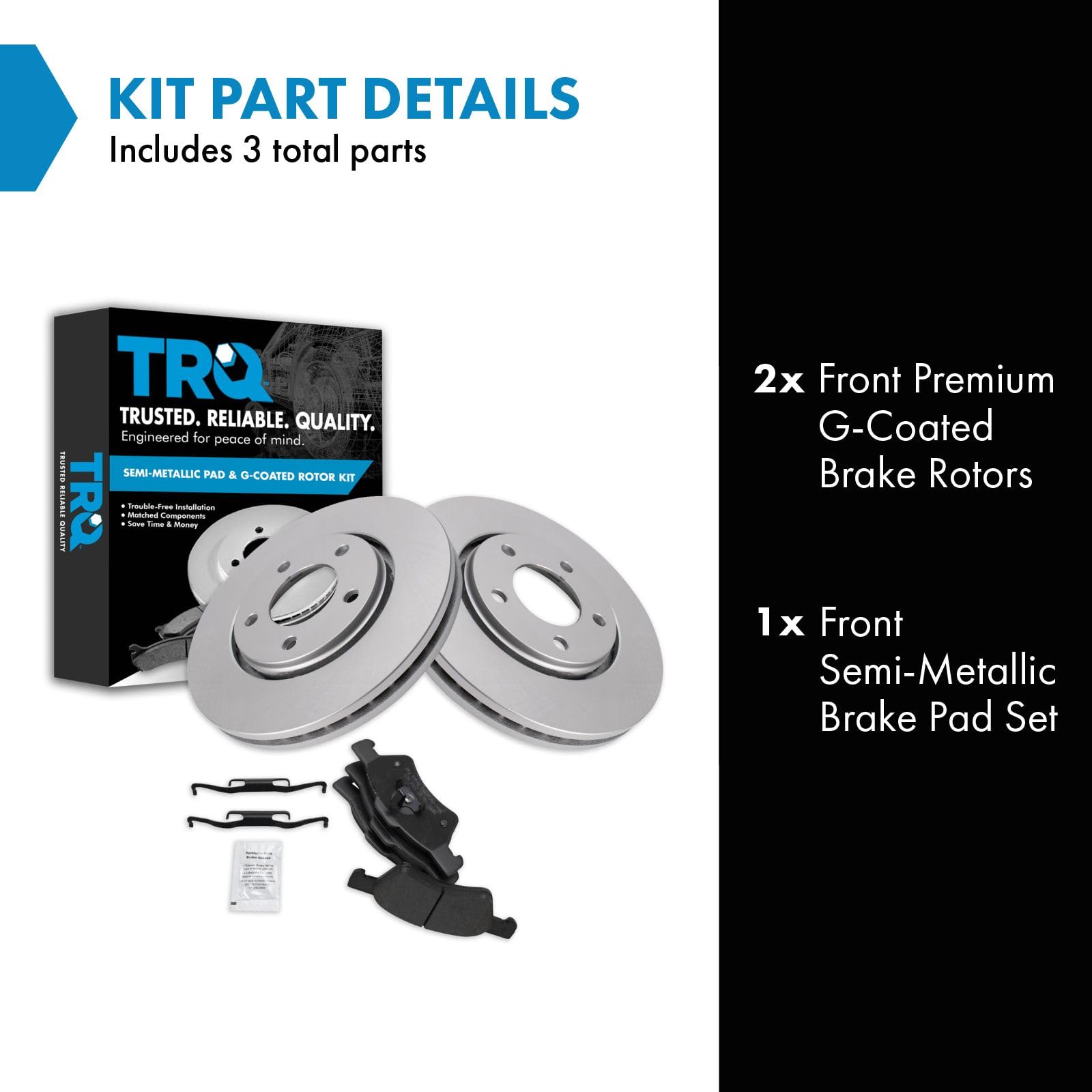 Trq Front Brake Pad & Rotor Kit Brake Pads Brake Rotor Semi-Metallic Premium G-Coated Compatible With 2001-2007 Chrysler Town &