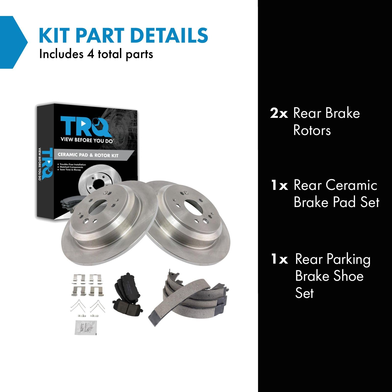 Trq Rear Ceramic Brake Pad & Rotor Kit Compatible With 2014-2016 Acura Mdx