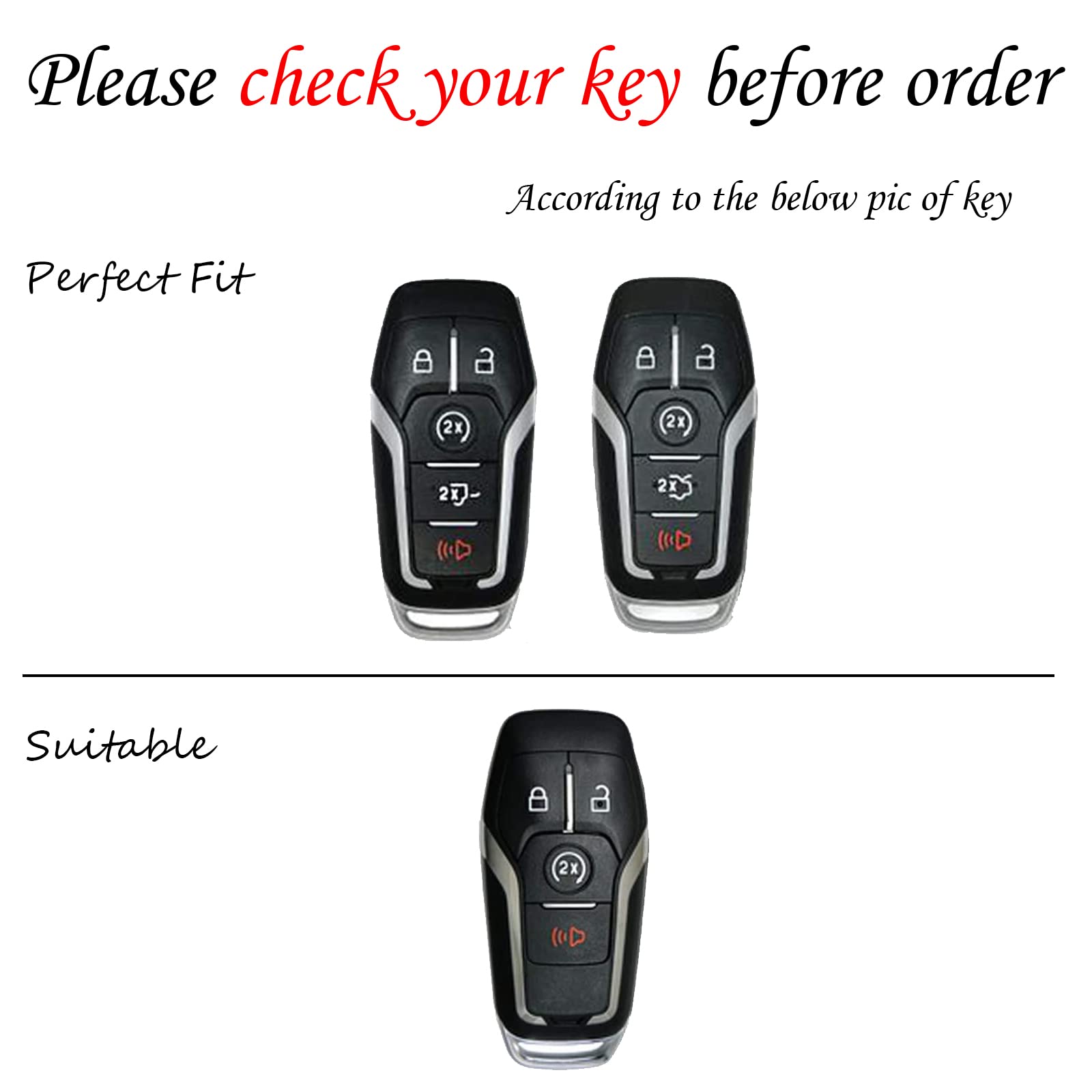 Wsauto For Ford Key Fob Cover, Tpu Case Shell Protection With Metal Keychain Compatible With Explorer Edge Mustang Fusion Titanium Lincoln Mkz Mkc Mkx Smart Car Keyless Entry Remote Control Black