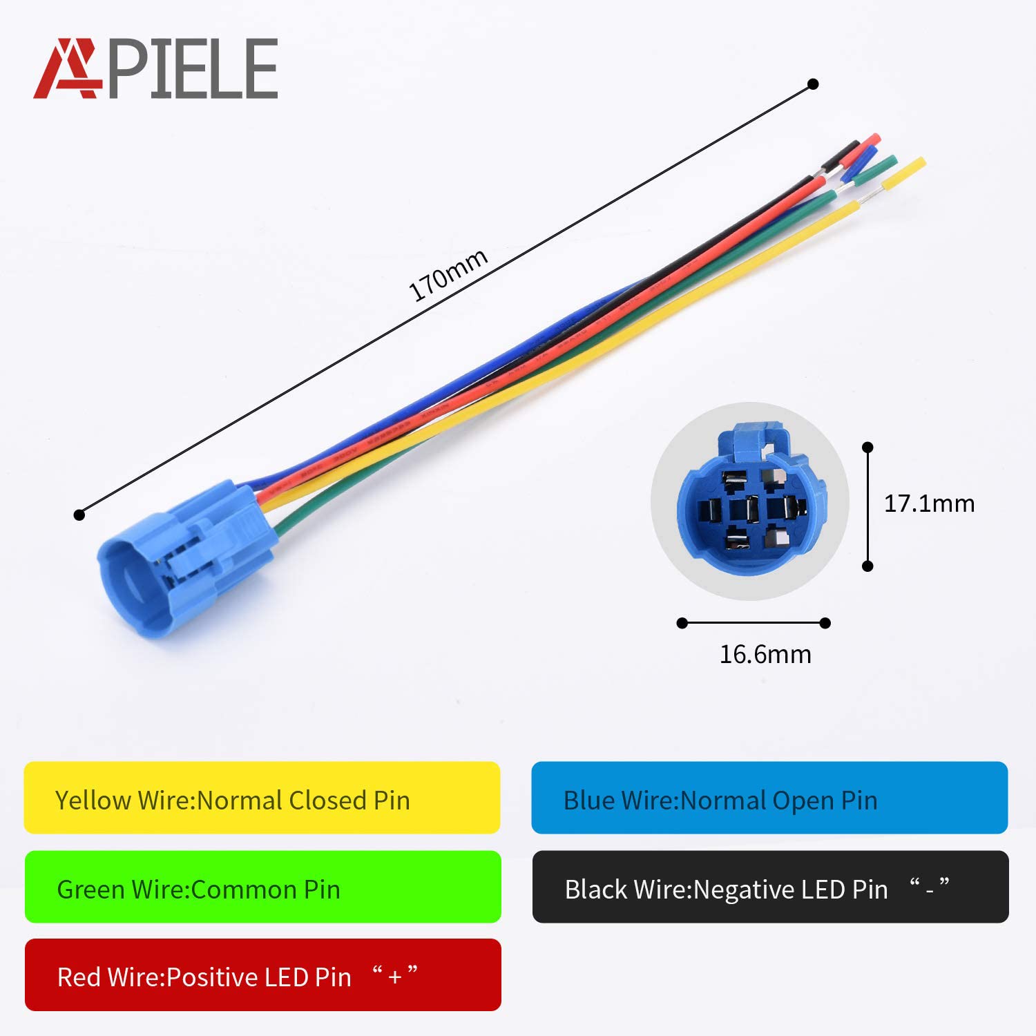 Apiele 16Mm 12V Momentary Speaker Horn Push Button Toggle Switch 0.63'' Mounting Hole 1No 1Nc Spdt With Pre-Wiring Socket For Ca