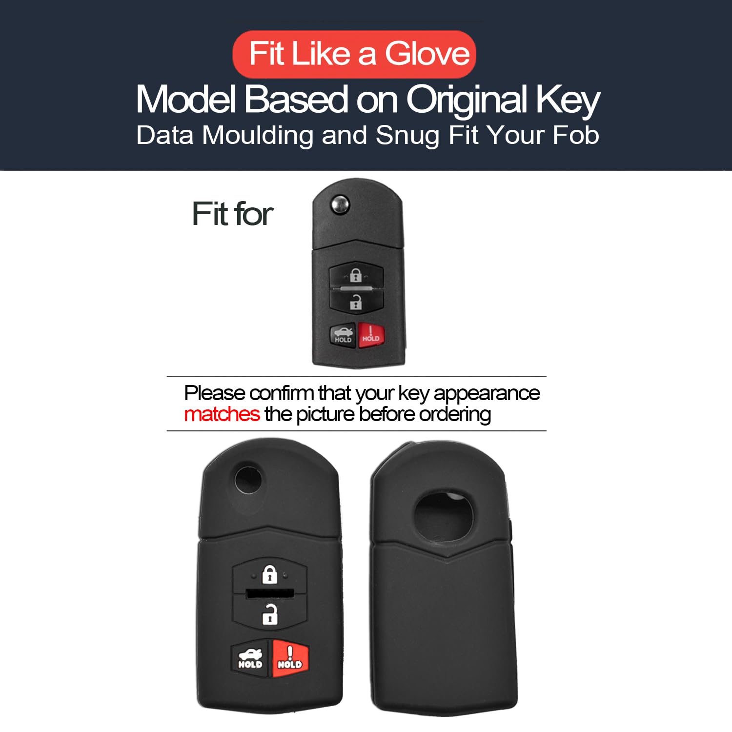 Infipar 2Pcs Compatible With Mazda 3 5 6 Cx-7 Cx-9 Mx-5 Miata Rx-8 Key Fob Cover Case Key Chain Protector Shell Holder