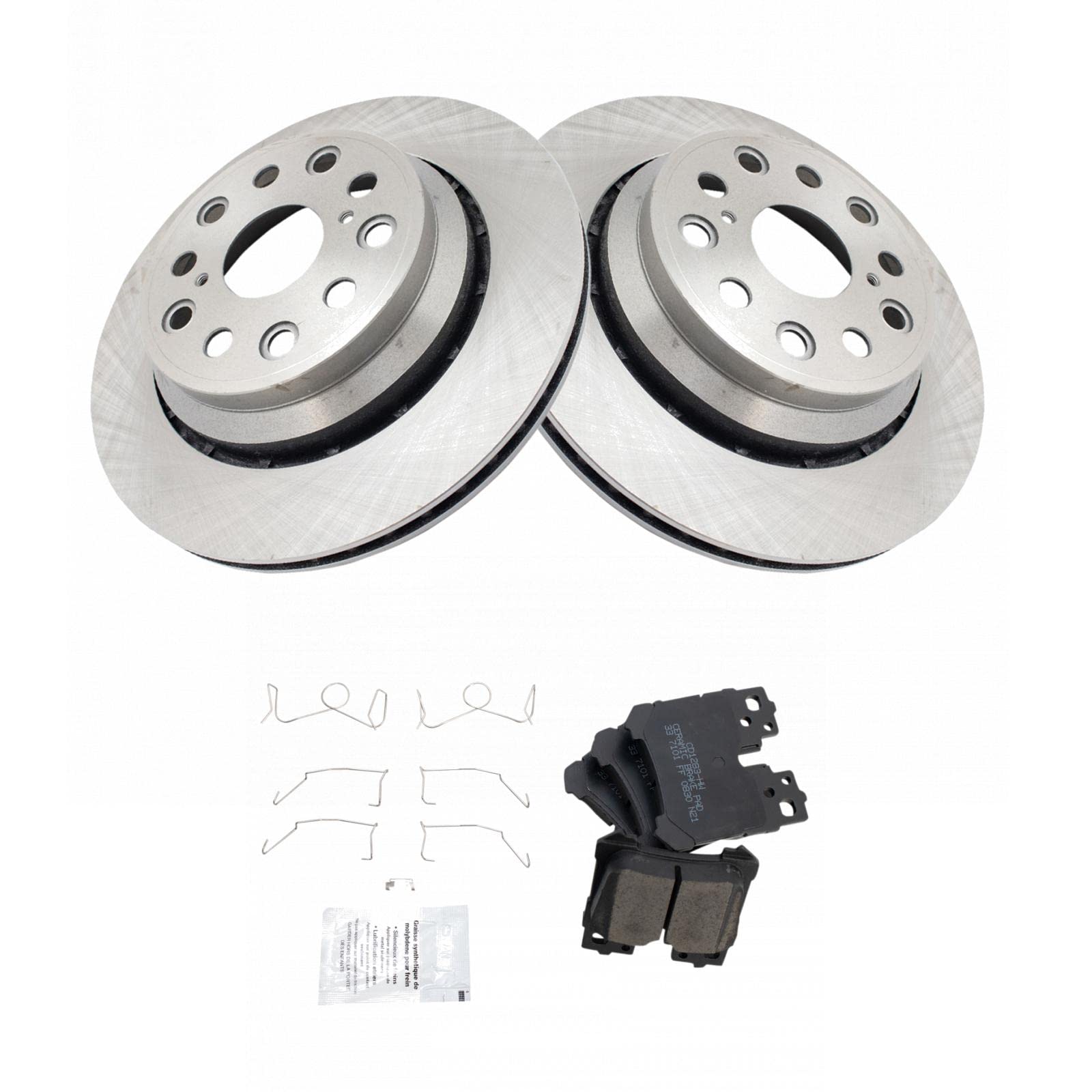 Trq Rear Brake Pad & Rotor Kit Brake Pads Brake Rotor Ceramic Compatible With 2007-2017 Lexus Ls460