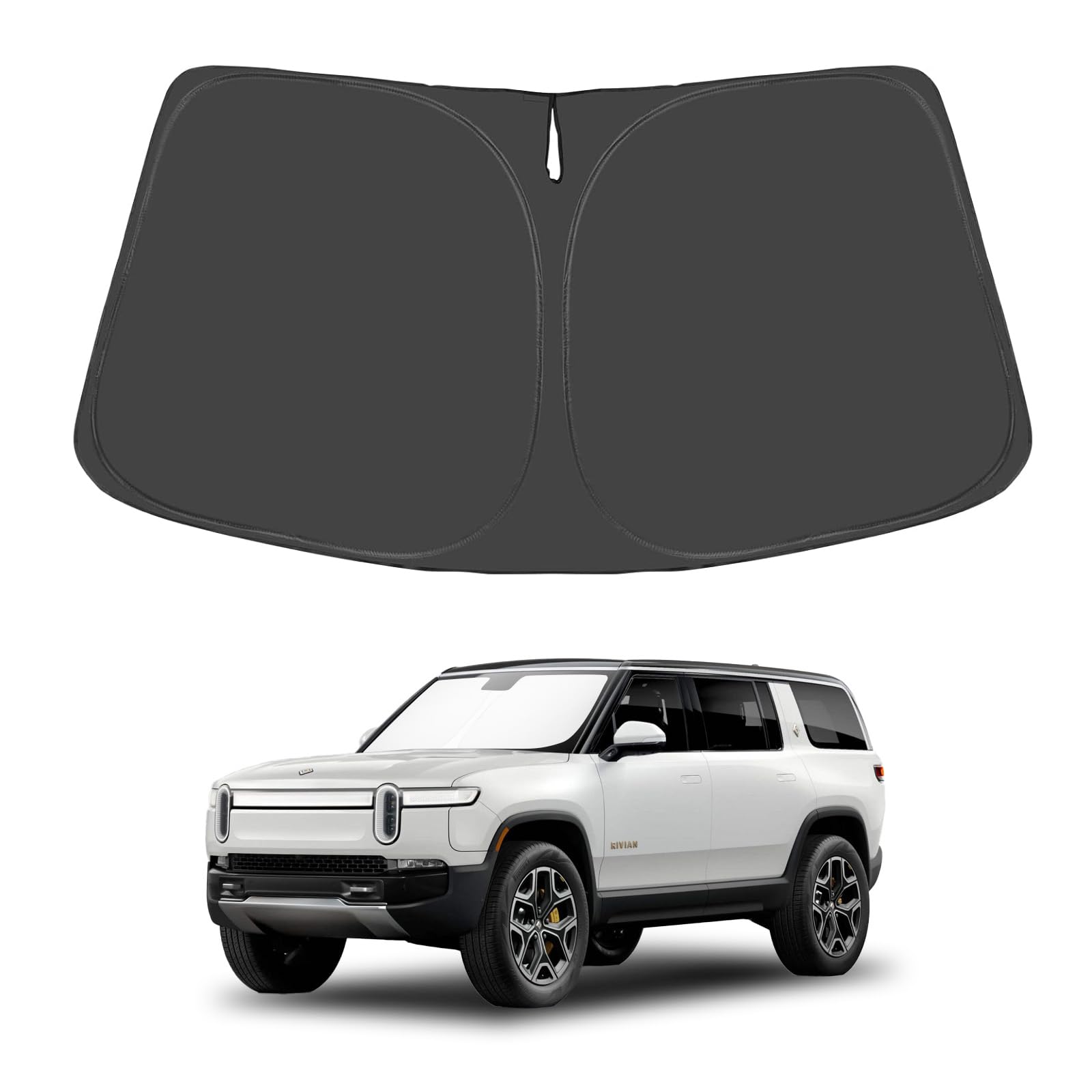 Proadsy 2025 Upgrade Windshield Sunshade Custom Fit 2022 2023 2024 2025 Rivian R1S Suv Reflective Heat Sun Uv Protector Foldable
