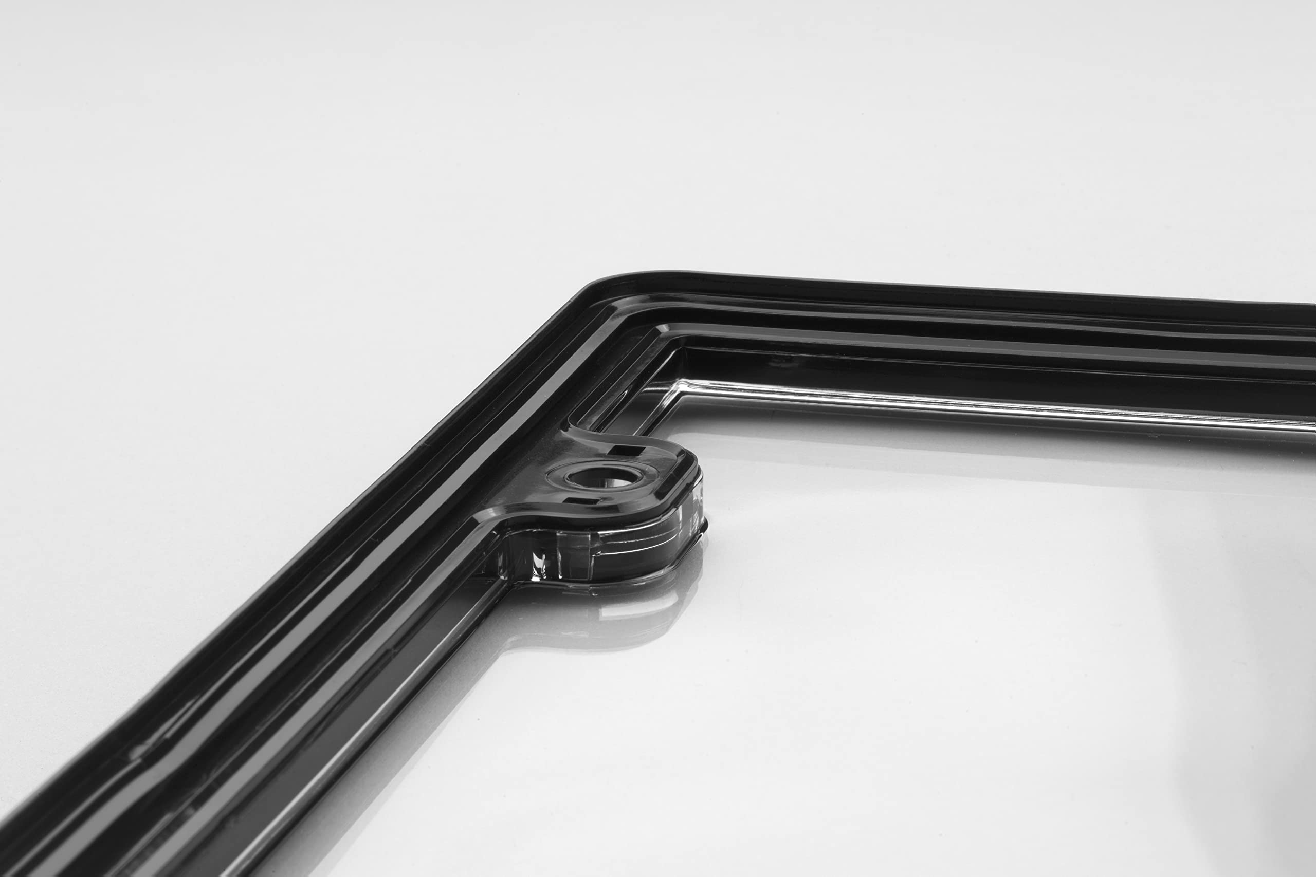 WeatherTech ClearCover License Plate Cover and Frame, Brushed Stainless/Black