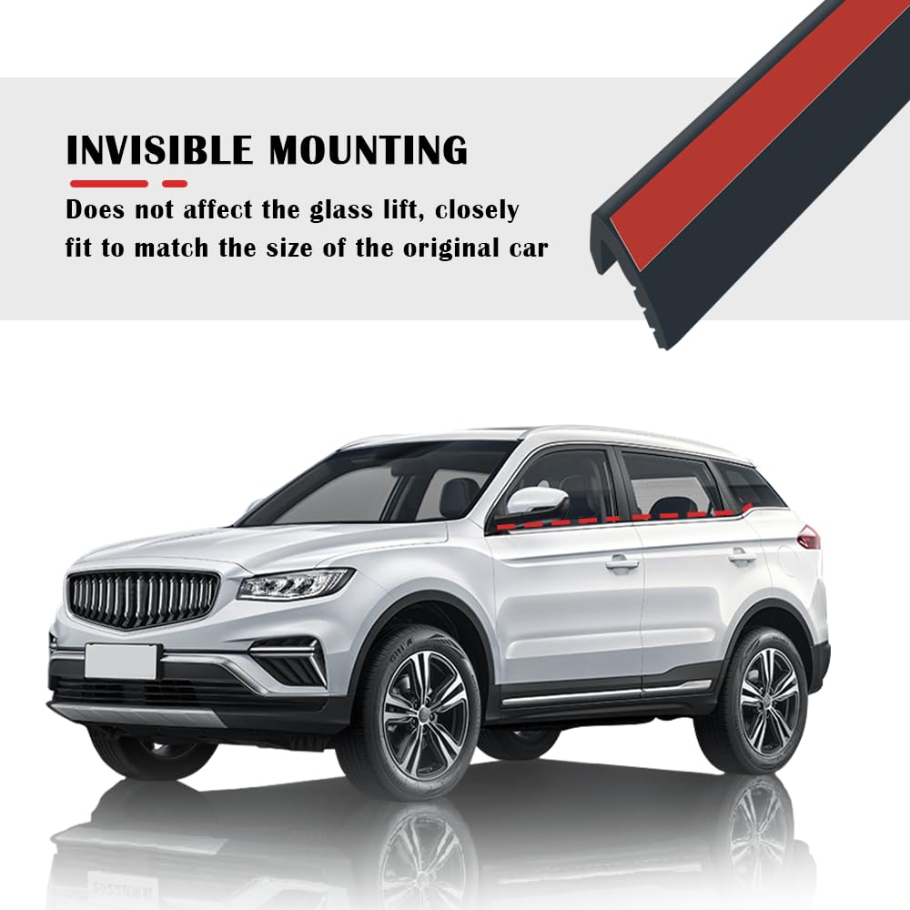 13Ft Car Door Rubber Seal Strip,Silent & Dustproof Rubber Car Window Seal Strip,Universal V-Shaped Self Adhesive Automotive Window Seals Trim With Installation Tool