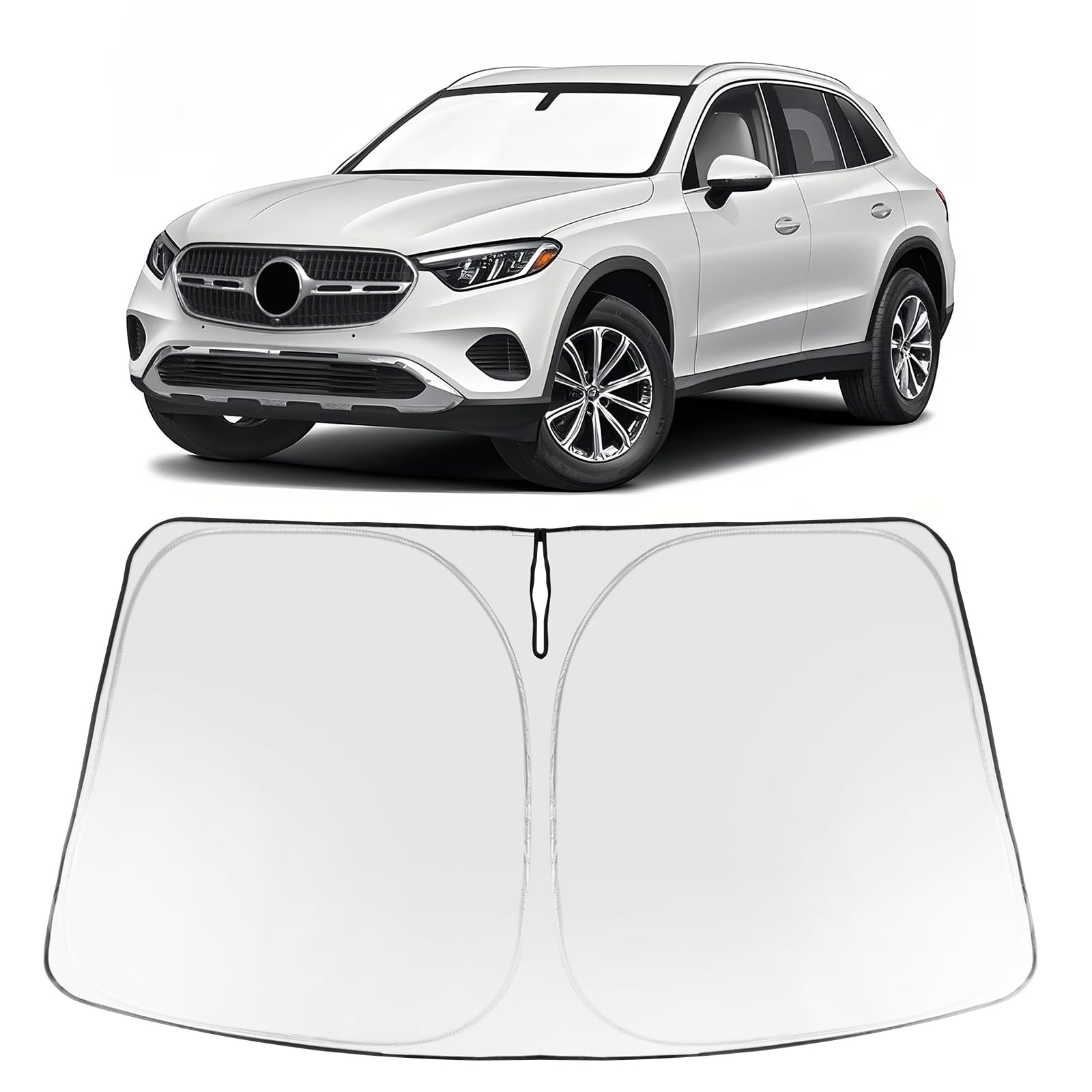 Proadsy 2025 Upgrade Windshield Sun Shade Custom Fit Mercedes-Benz Glc 2023-2025 Foldable Front Sunshade Protector Sun Visor Blo