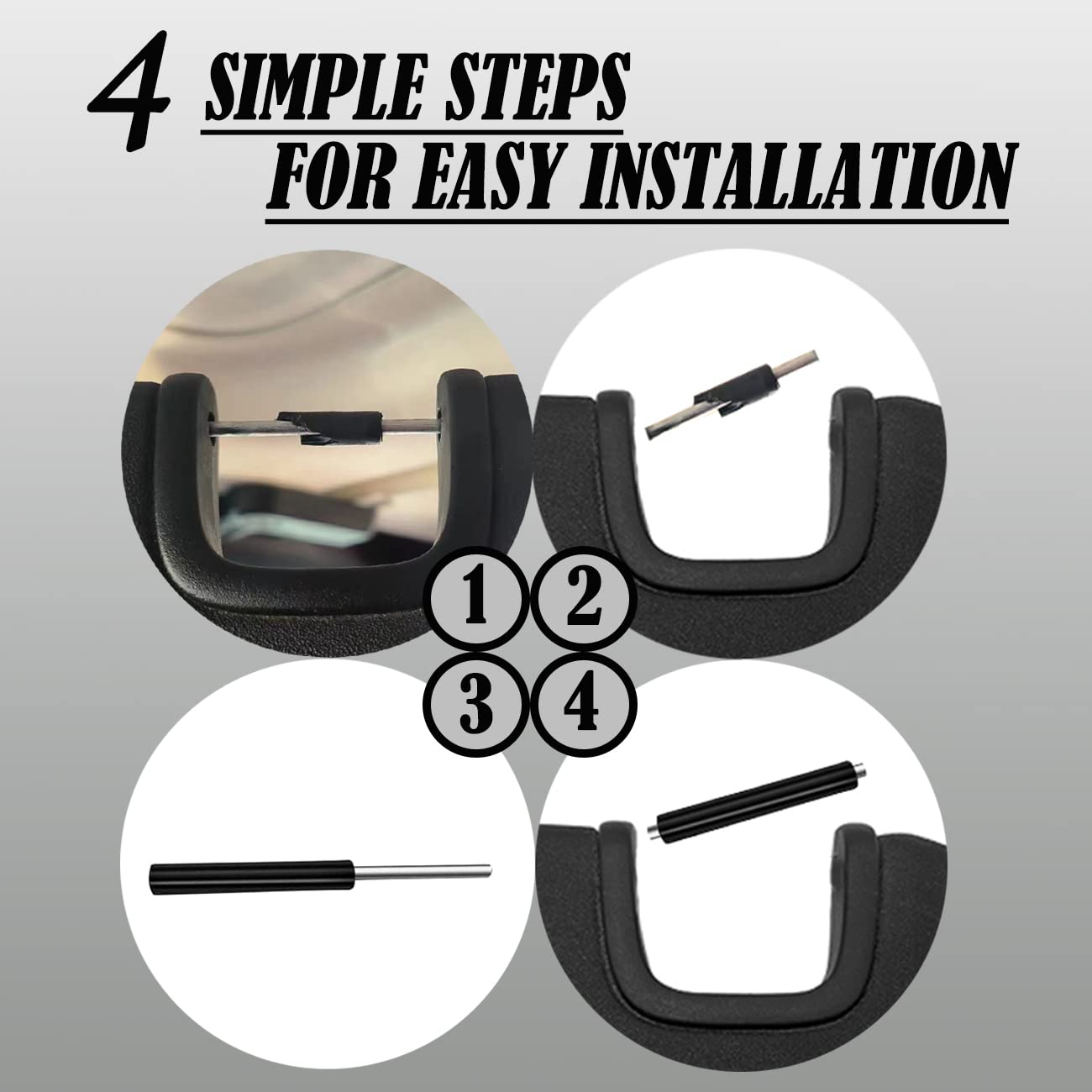 ROMASO Sun Visor Repair Kit for Jeep Wrangler JK JKU 2007-2017, 4Pcs Black Rubber Tubes for Left & Right Side