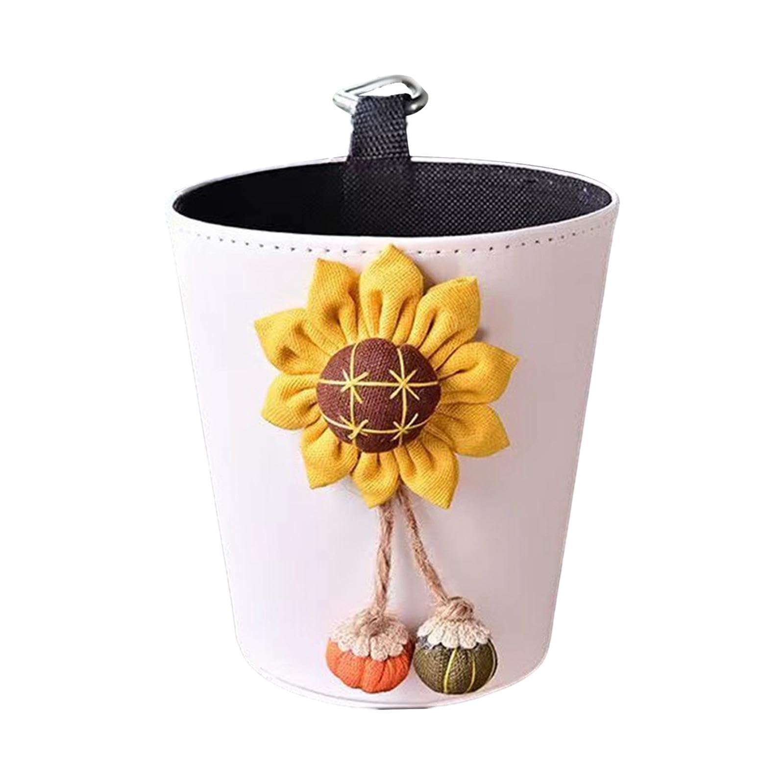 ECOMISTIQ Hanging Car Trash Can with Fixing Hook Storage Bucket Multipurpose Trash Bin Orange Flower | Trash Cans & Wastebaskets