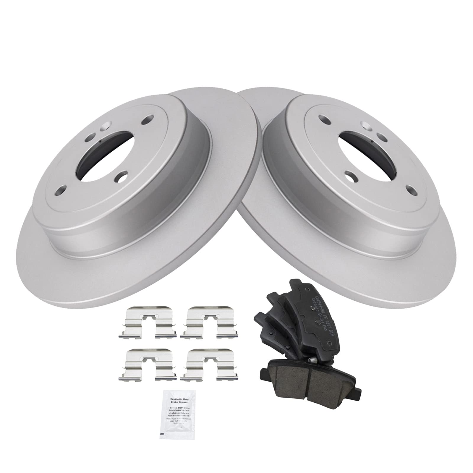 Trq Rear Brake Pad & Rotor Kit Brake Pads Brake Rotor Ceramic Premium G-Coated Compatible With 2012-2017 Hyundai Accent 2012-201