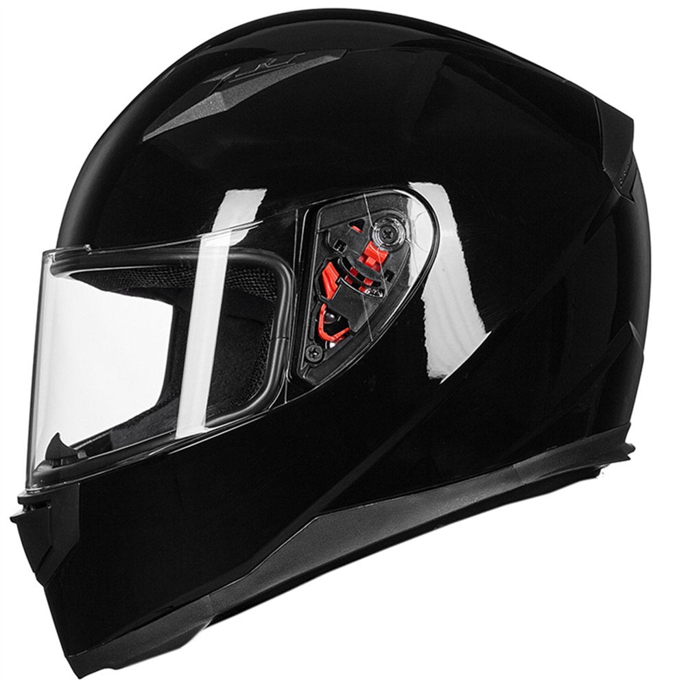 Ilm Full Face Motorcycle Street Bike Helmet With Removable Winter Neck Scarf + 2 Visors Dot Model-Jk313 (M, Gloss Black)