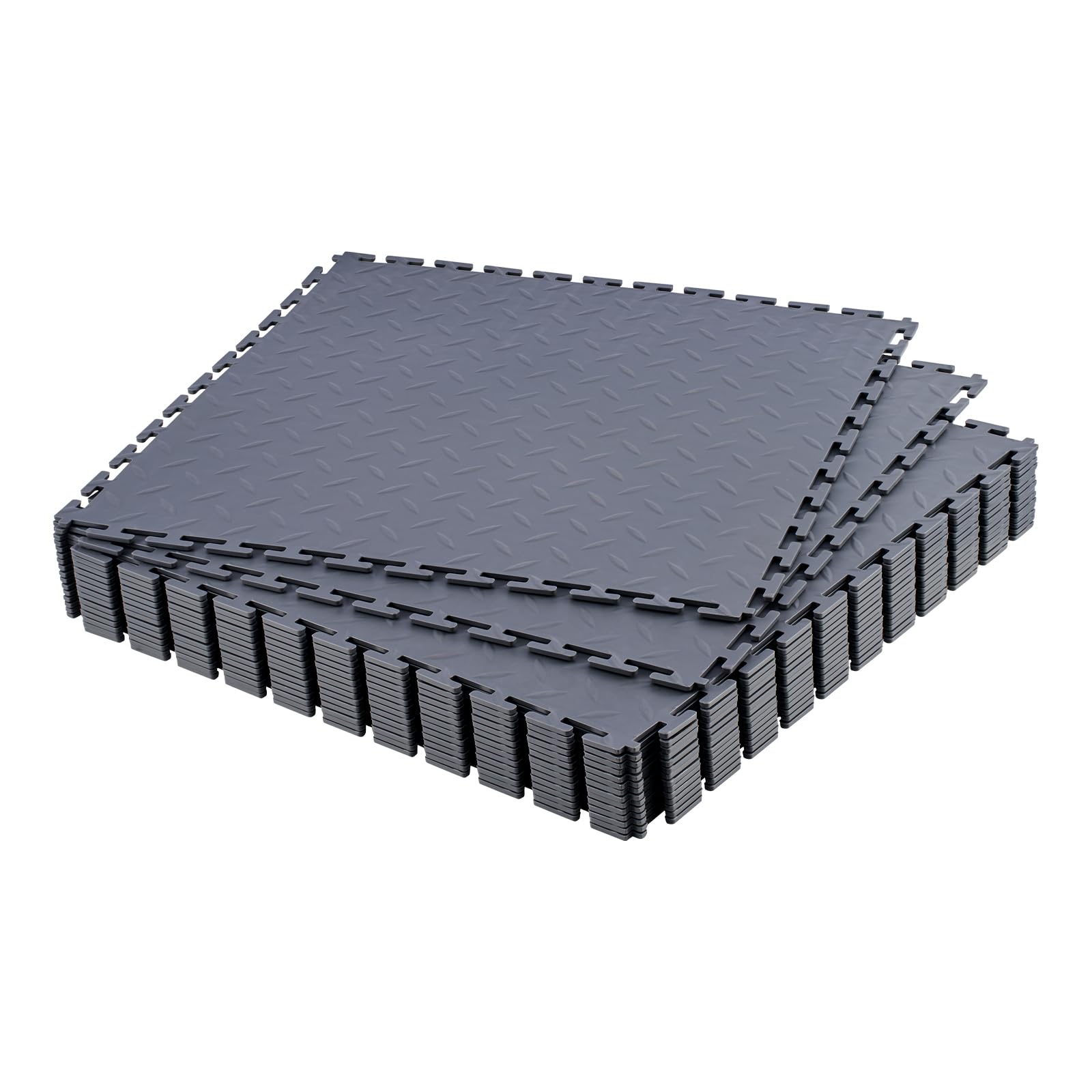 VEVOR Garage Floor Tiles 20.2 x 20.2 x 0.2 inch, Interlocking Ease of Installation Diamond Plate Slip-Resistant Texture Non-Slip