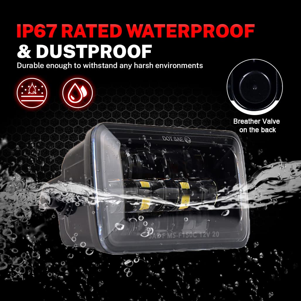 Z-Offroad Dot Approved Led Fog Lights For Ford F150 2015-2020, Waterproof Rectangular Bumper Driving Lamp Set Assembly Kit - Bla