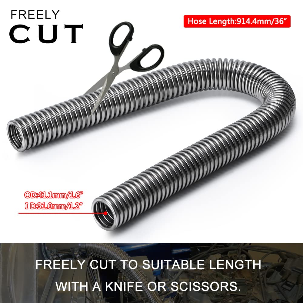 Hypertune Universal 36'' Stainless Steel Radiator Flexible Coolant Water Hose Kit W Cap Clamp Silver