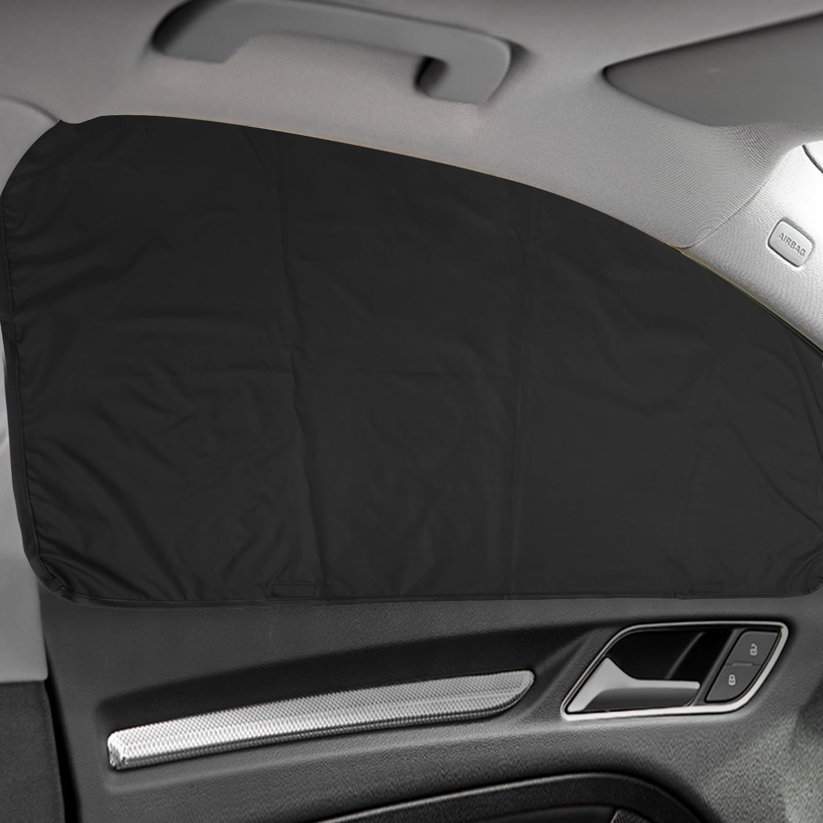 Zatooto Car Window Shades - 2 Pcs Black Silk Side Front Protection Covers - Magnetic Privacy Sun Shades Curtain Keeps Cooler For