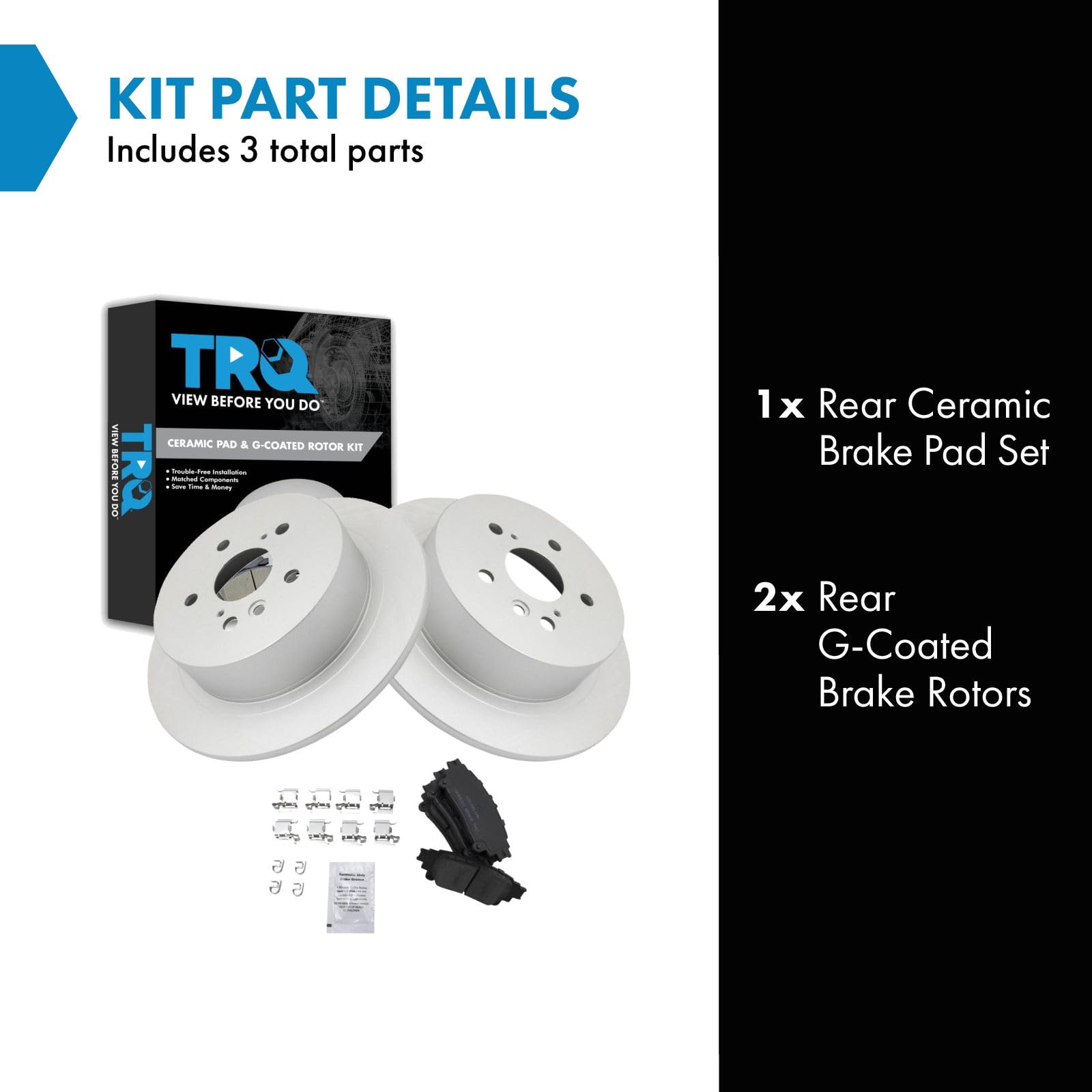 Trq Rear Brake Pad & Rotor Kit Brake Pads Brake Rotor Ceramic Solid Premium G-Coated Compatible With 2014 Toyota Highlander